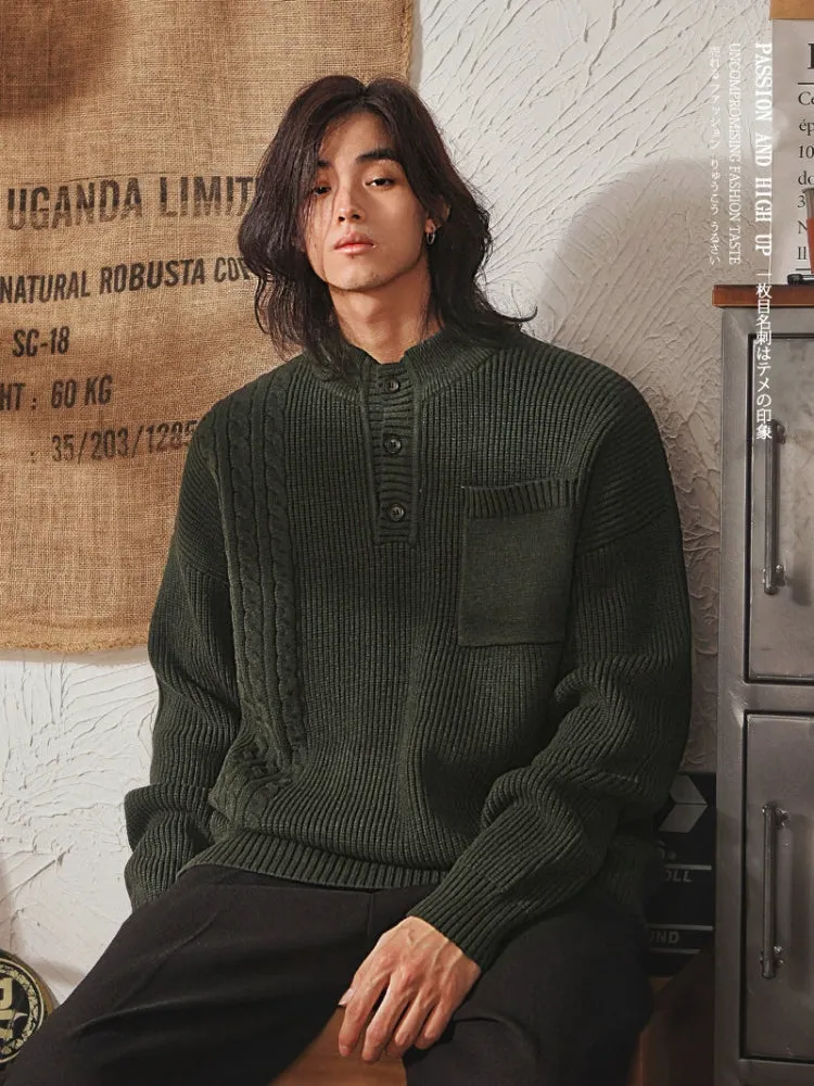Mens Casual Half Turtleneck Sweater