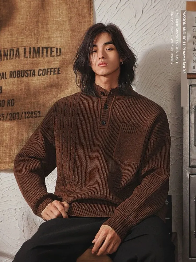 Mens Casual Half Turtleneck Sweater