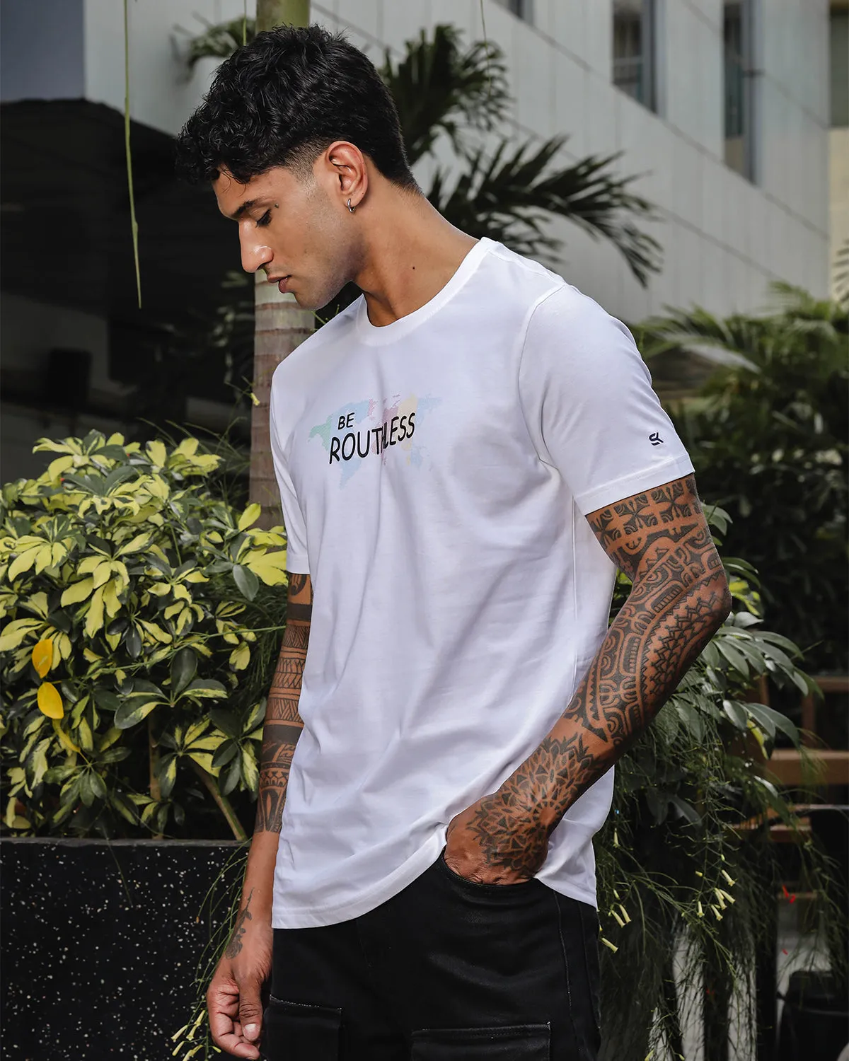 Men’s Premium Cotton White T-Shirt with Embroidered Slogan