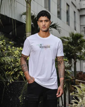 Men’s Premium Cotton White T-Shirt with Embroidered Slogan