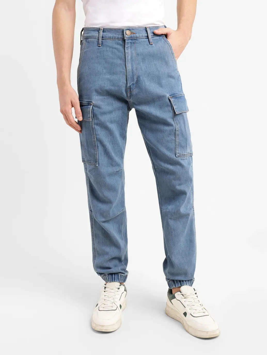 Men's Regular Fit Mid Indigo Joggers