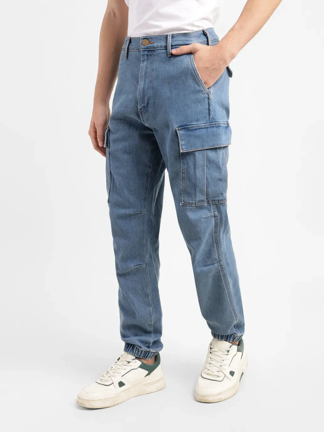 Men's Regular Fit Mid Indigo Joggers