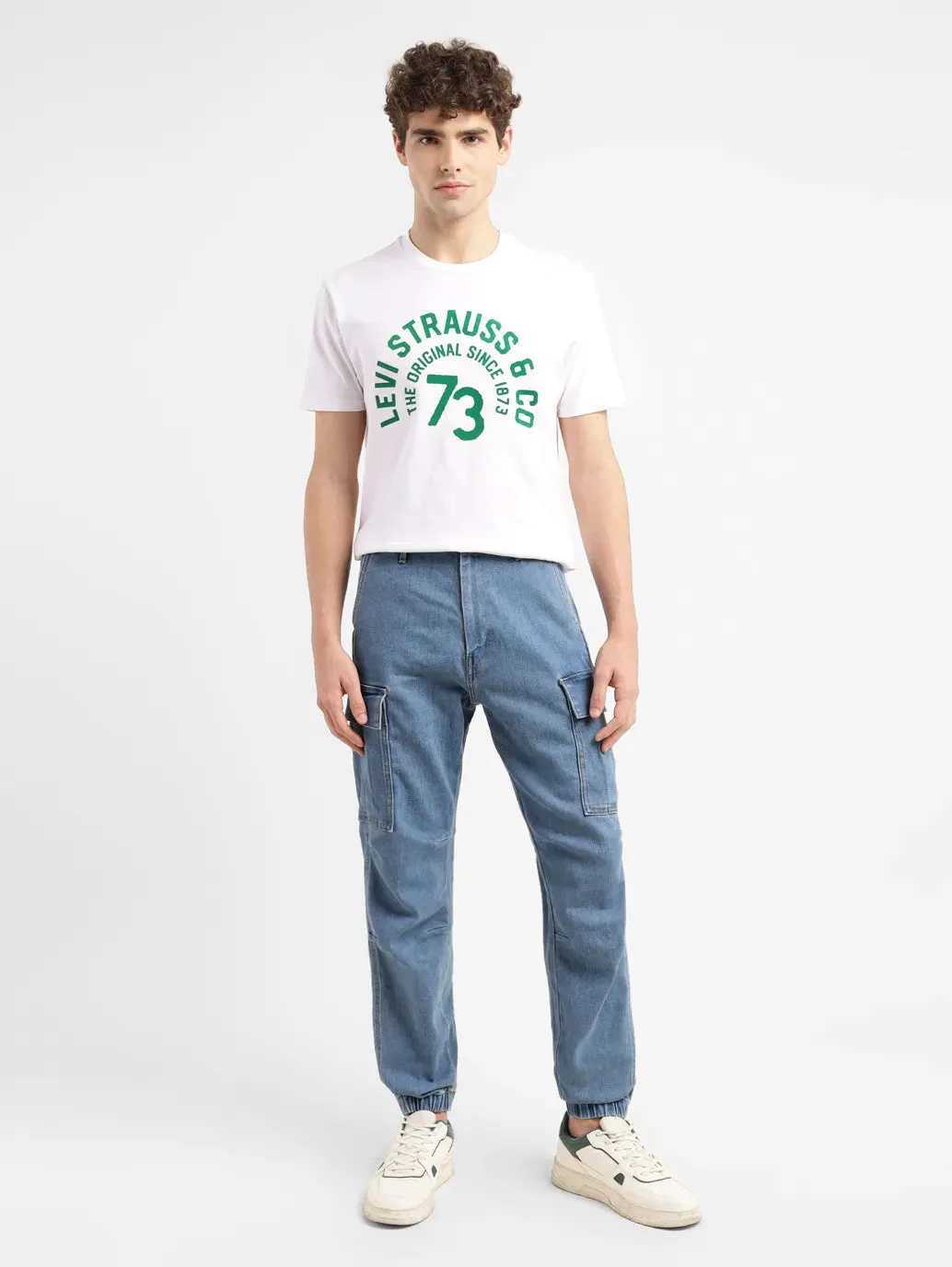 Men's Regular Fit Mid Indigo Joggers