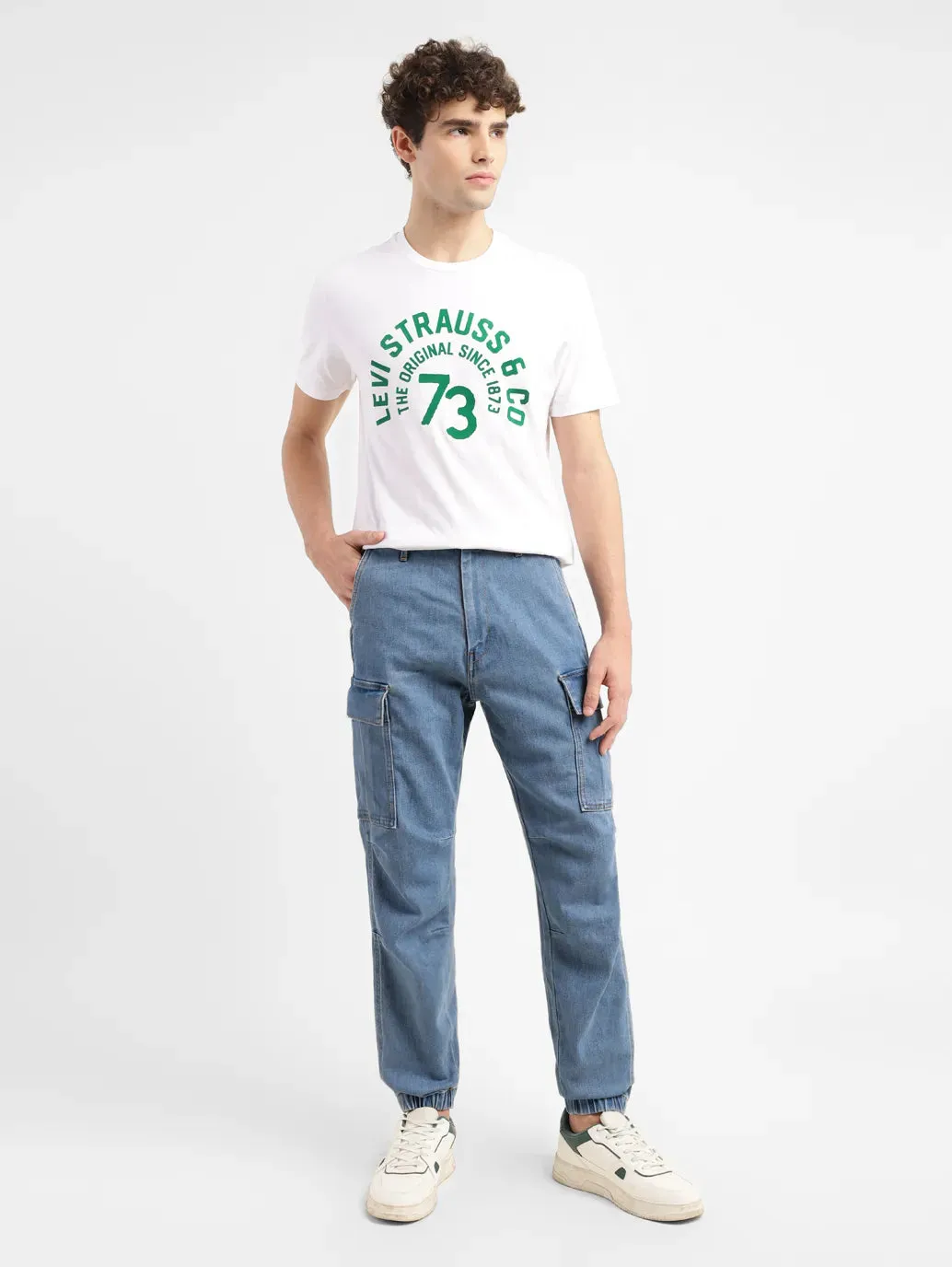 Men's Regular Fit Mid Indigo Joggers