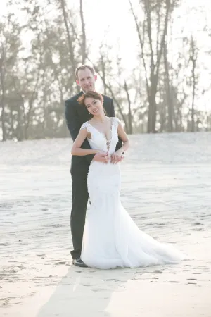 Mermaid Wedding Dress With V-Deep Neckline (#PB157)