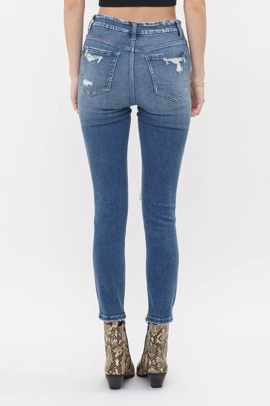 Mid Rise Crop Denim Skinny Jeans | Mica*
