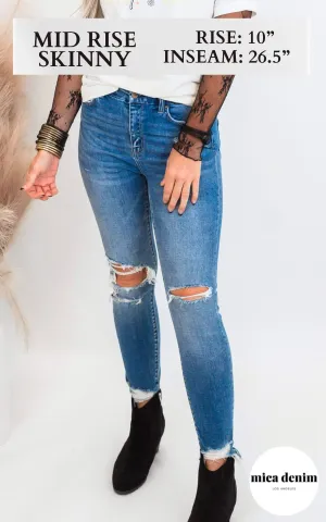 Mid Rise Crop Denim Skinny Jeans | Mica*