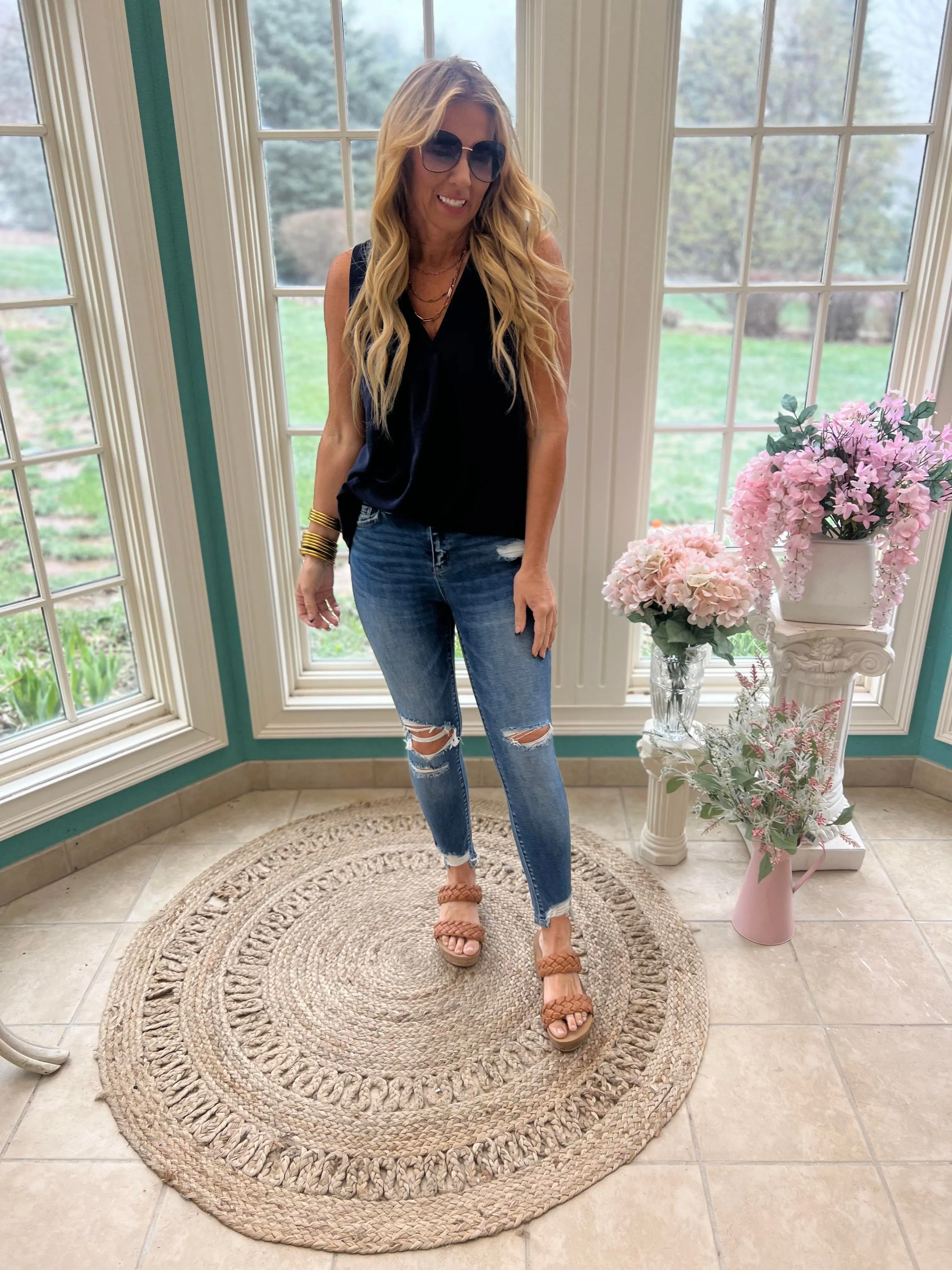 Mid Rise Crop Denim Skinny Jeans | Mica*