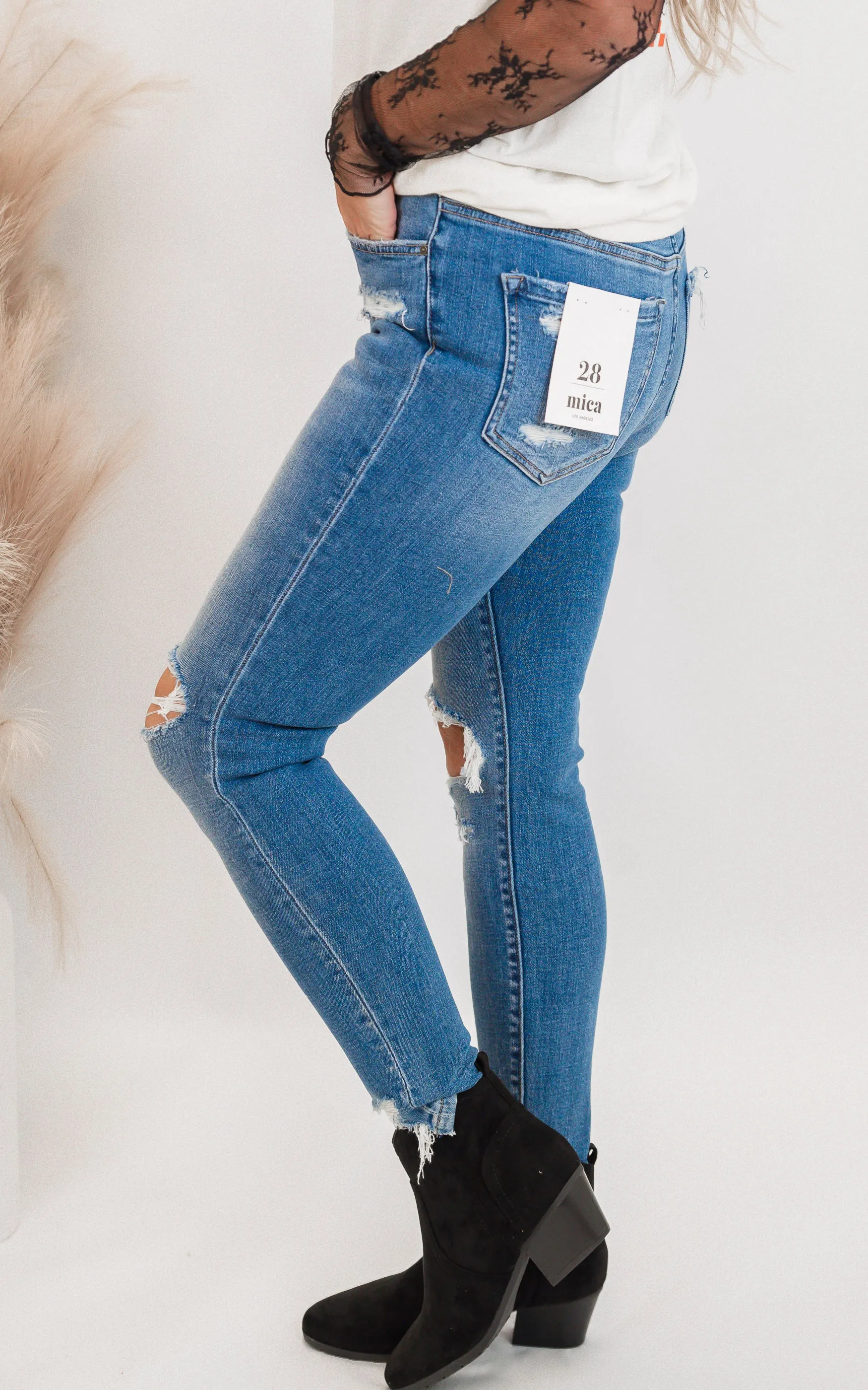 Mid Rise Crop Denim Skinny Jeans | Mica*