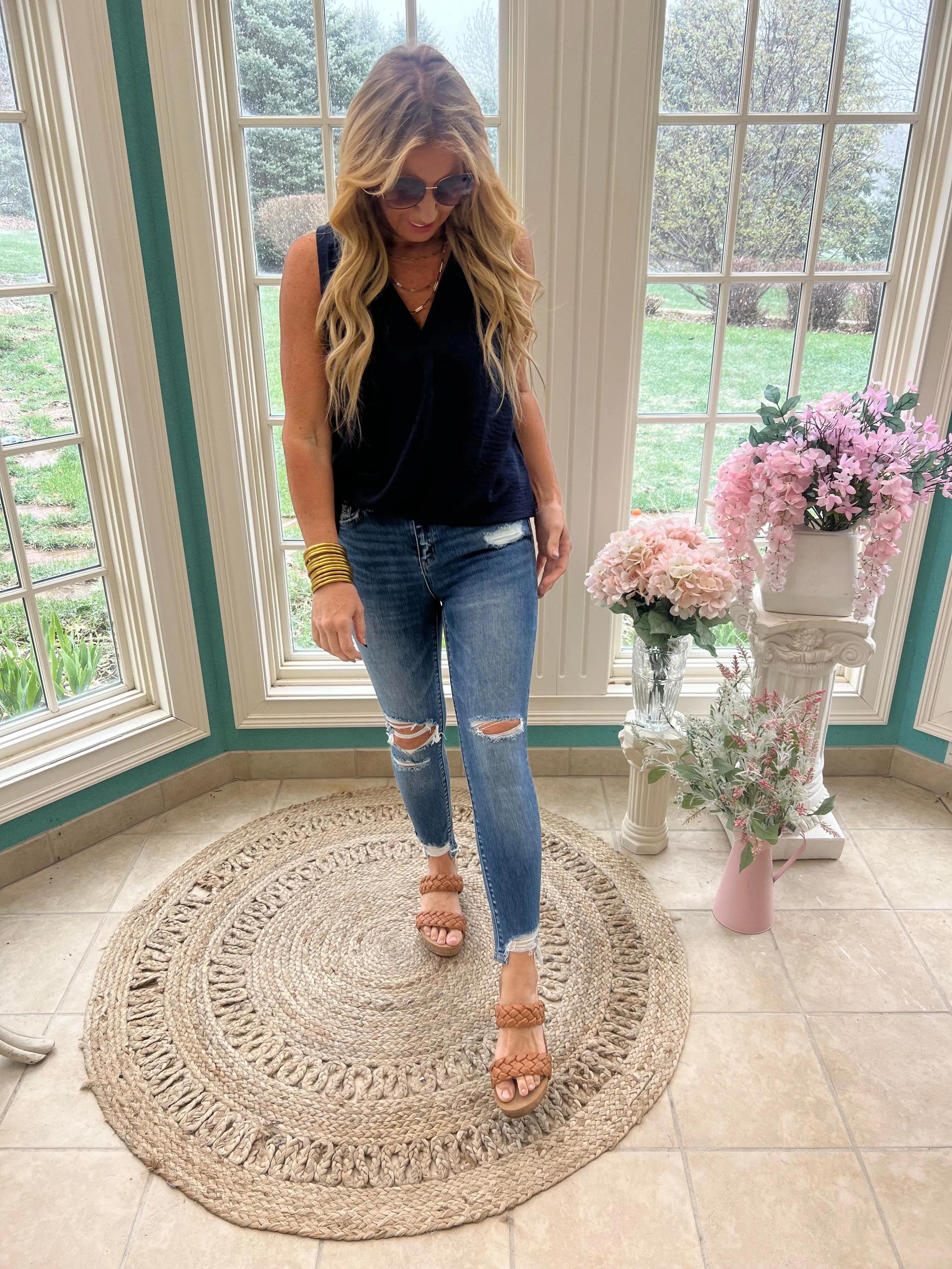 Mid Rise Crop Denim Skinny Jeans | Mica*