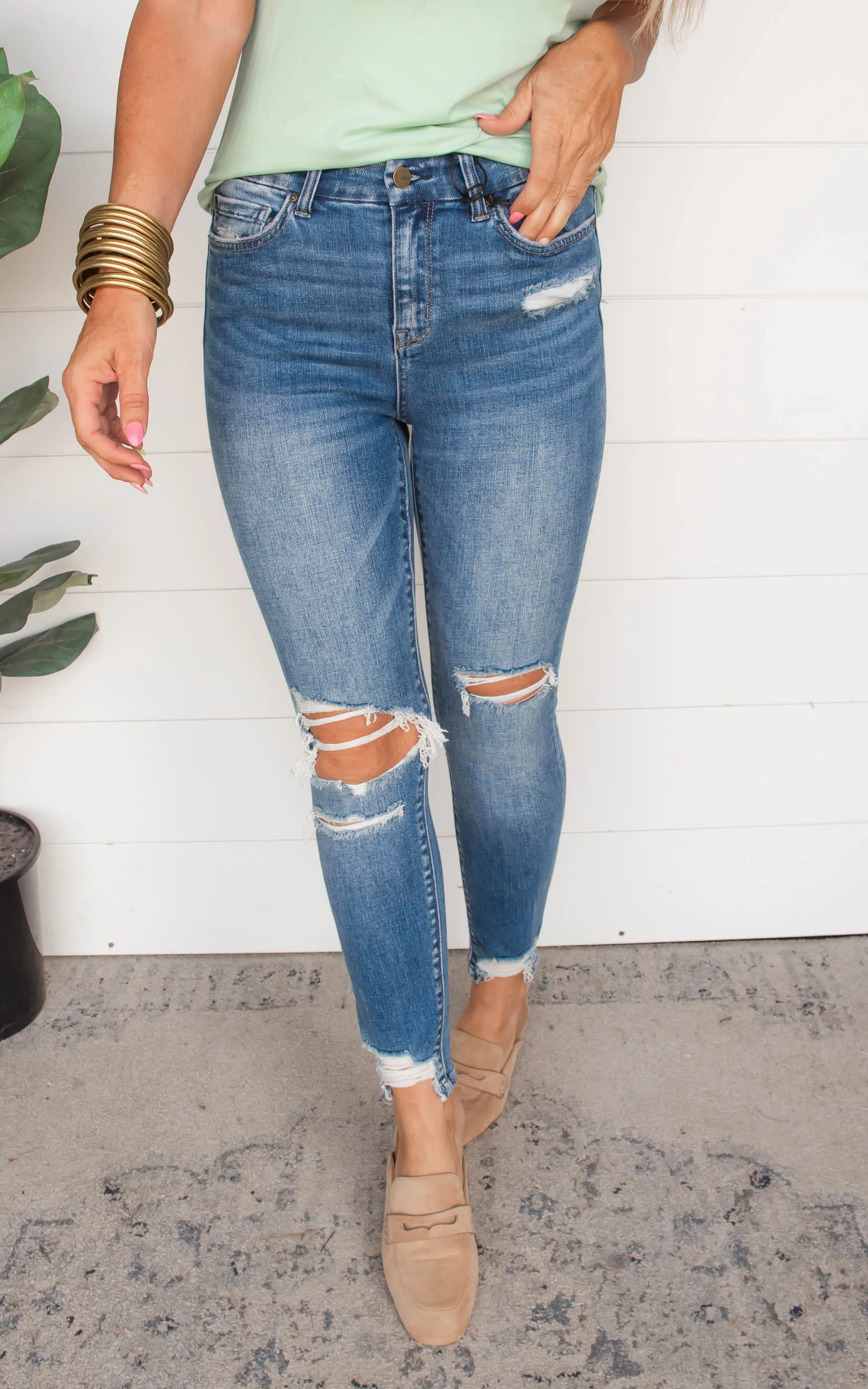 Mid Rise Crop Denim Skinny Jeans | Mica*