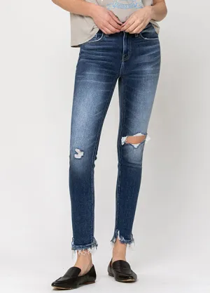 Mid Rise Distressed Ankly Skinny Jeans