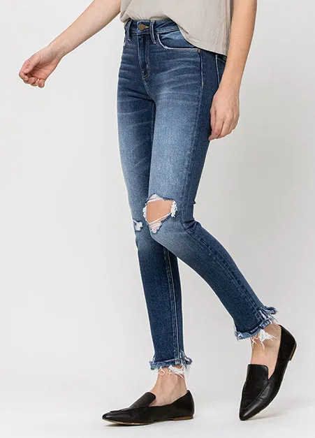 Mid Rise Distressed Ankly Skinny Jeans