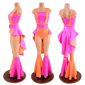 Neon Pink and Orange 5PC Romper Set