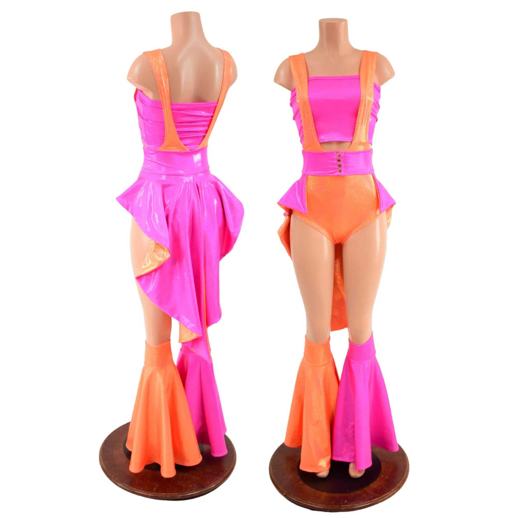 Neon Pink and Orange 5PC Romper Set