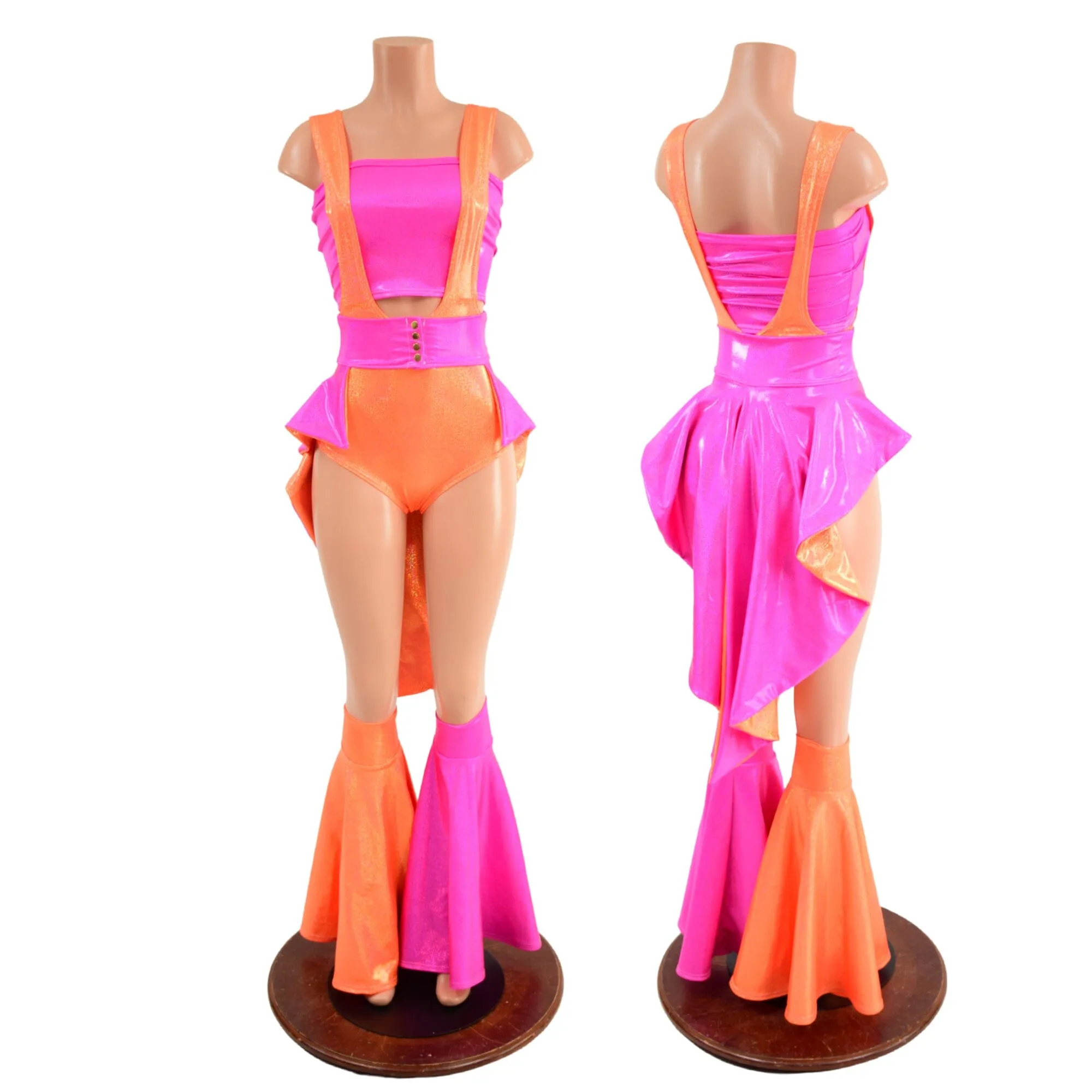 Neon Pink and Orange 5PC Romper Set