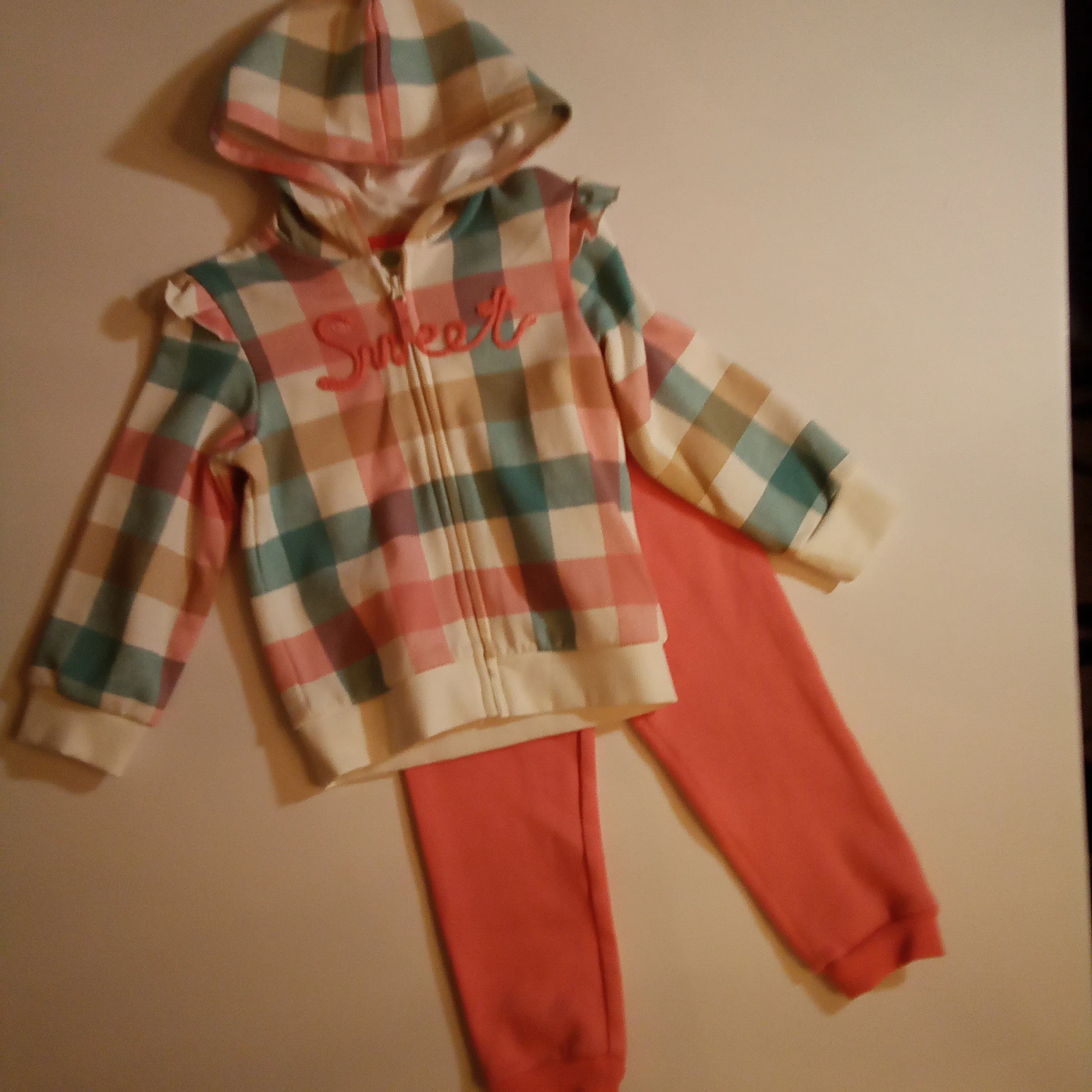 Plaid "Sweet" Hooded Jogger Set | Little Me