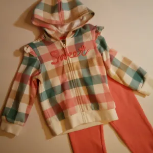 Plaid "Sweet" Hooded Jogger Set | Little Me