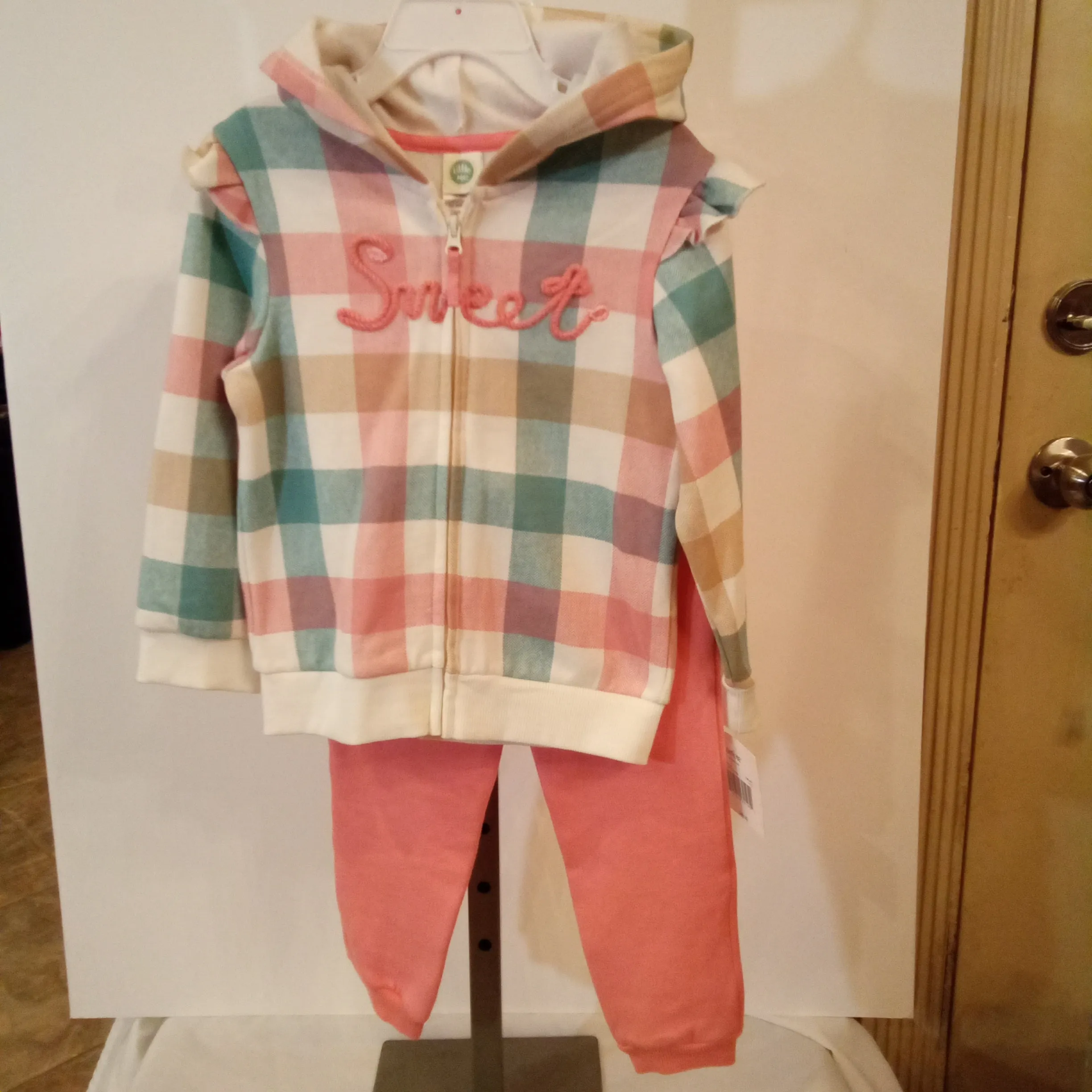 Plaid "Sweet" Hooded Jogger Set | Little Me