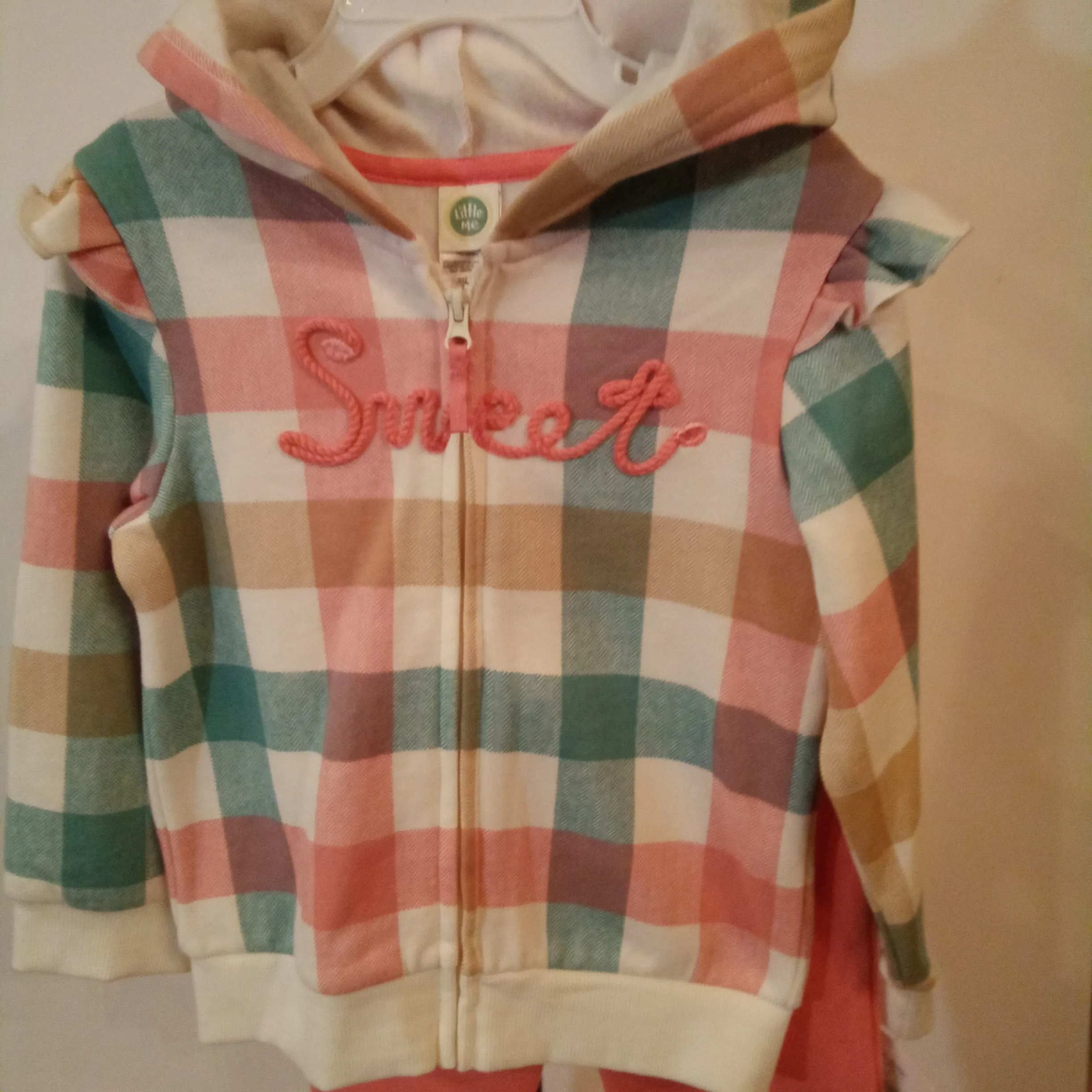 Plaid "Sweet" Hooded Jogger Set | Little Me