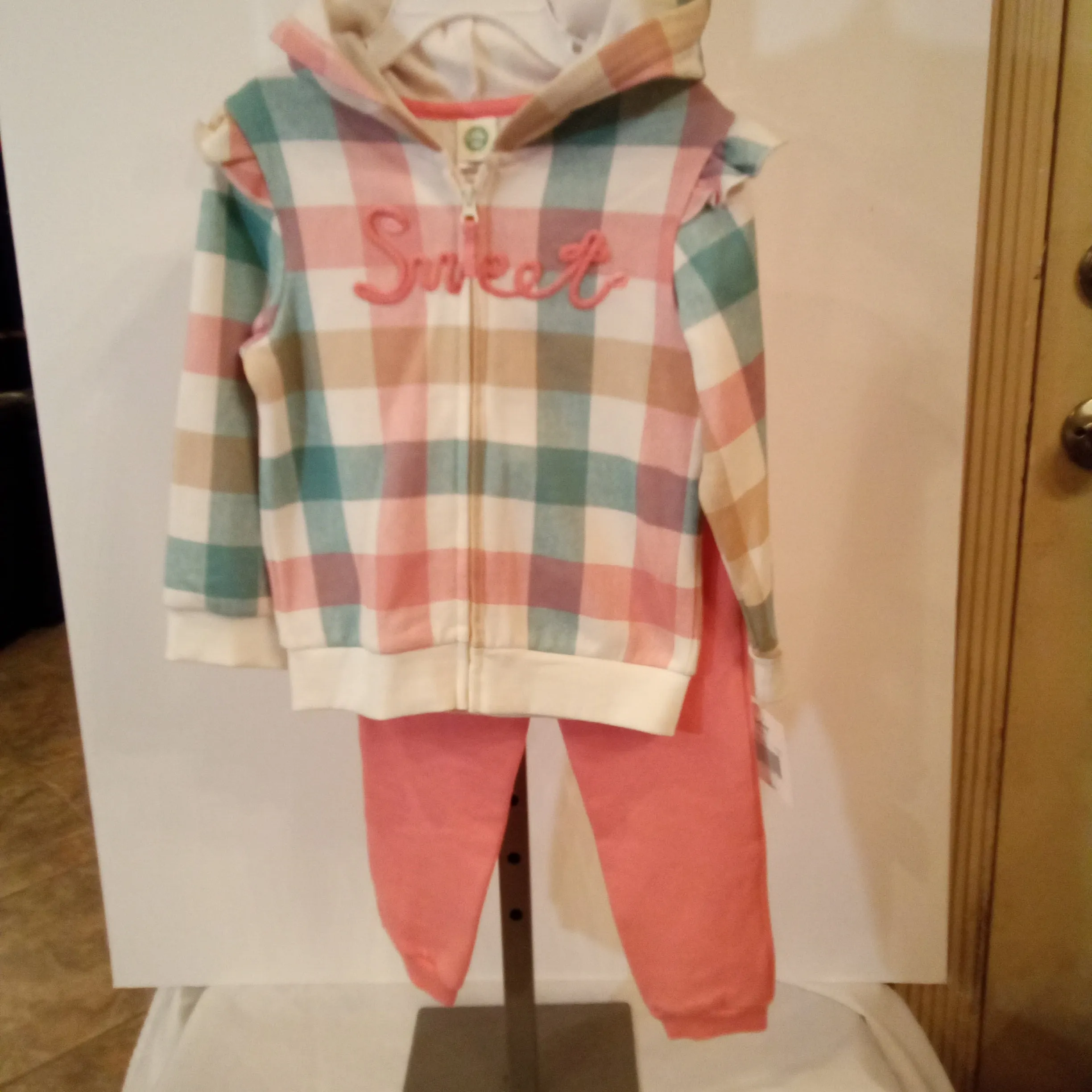Plaid "Sweet" Hooded Jogger Set | Little Me