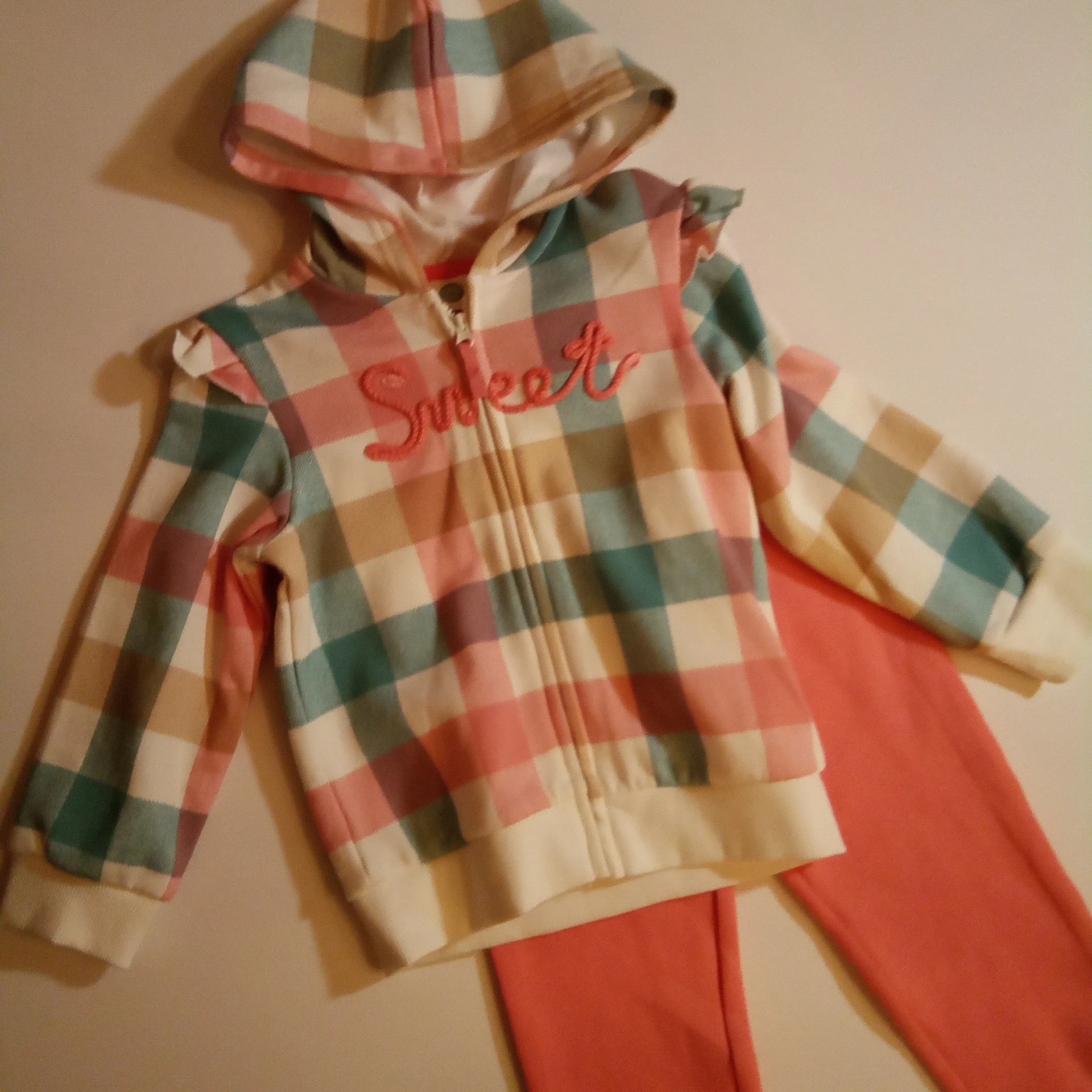 Plaid "Sweet" Hooded Jogger Set | Little Me