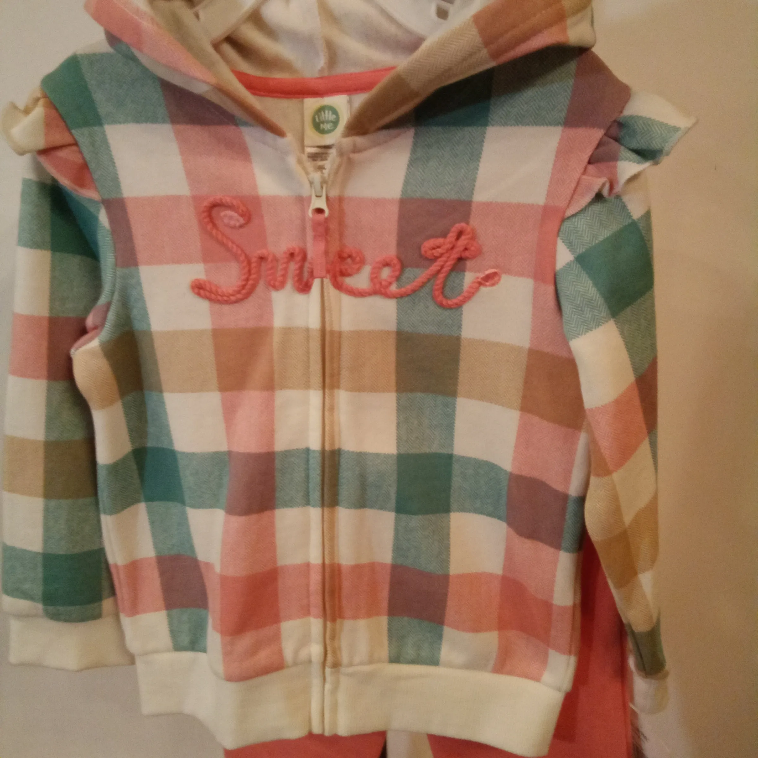 Plaid "Sweet" Hooded Jogger Set | Little Me