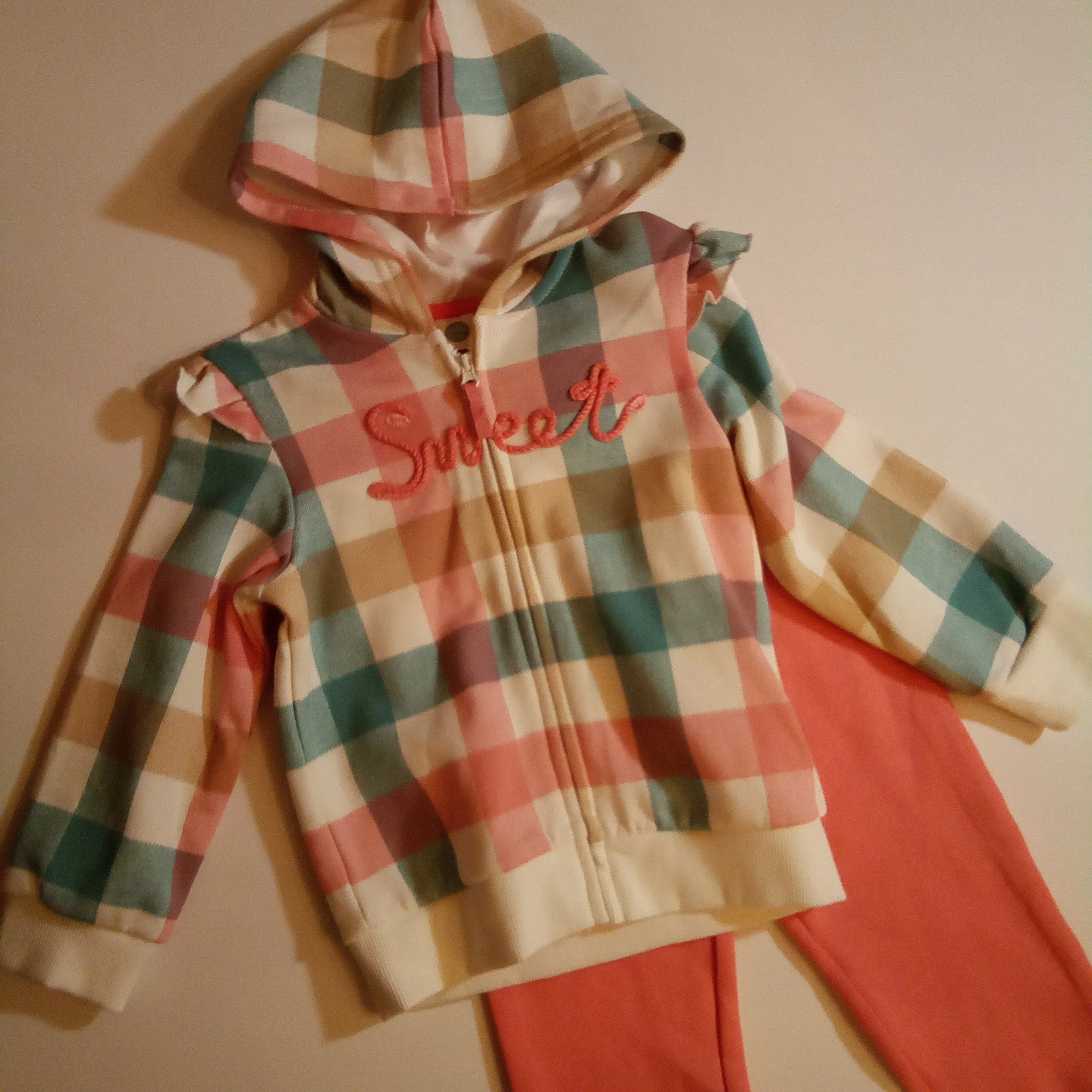 Plaid "Sweet" Hooded Jogger Set | Little Me
