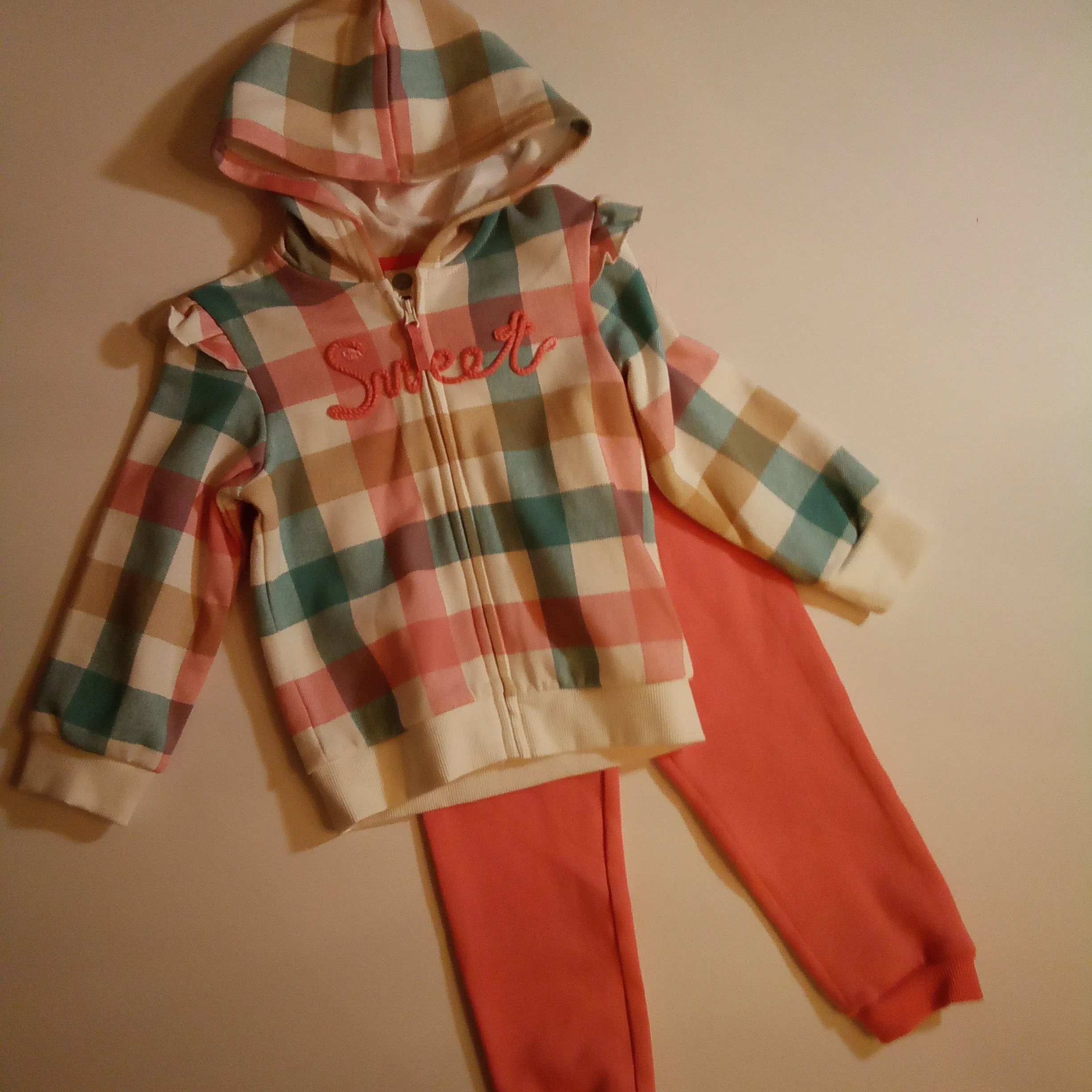 Plaid "Sweet" Hooded Jogger Set | Little Me