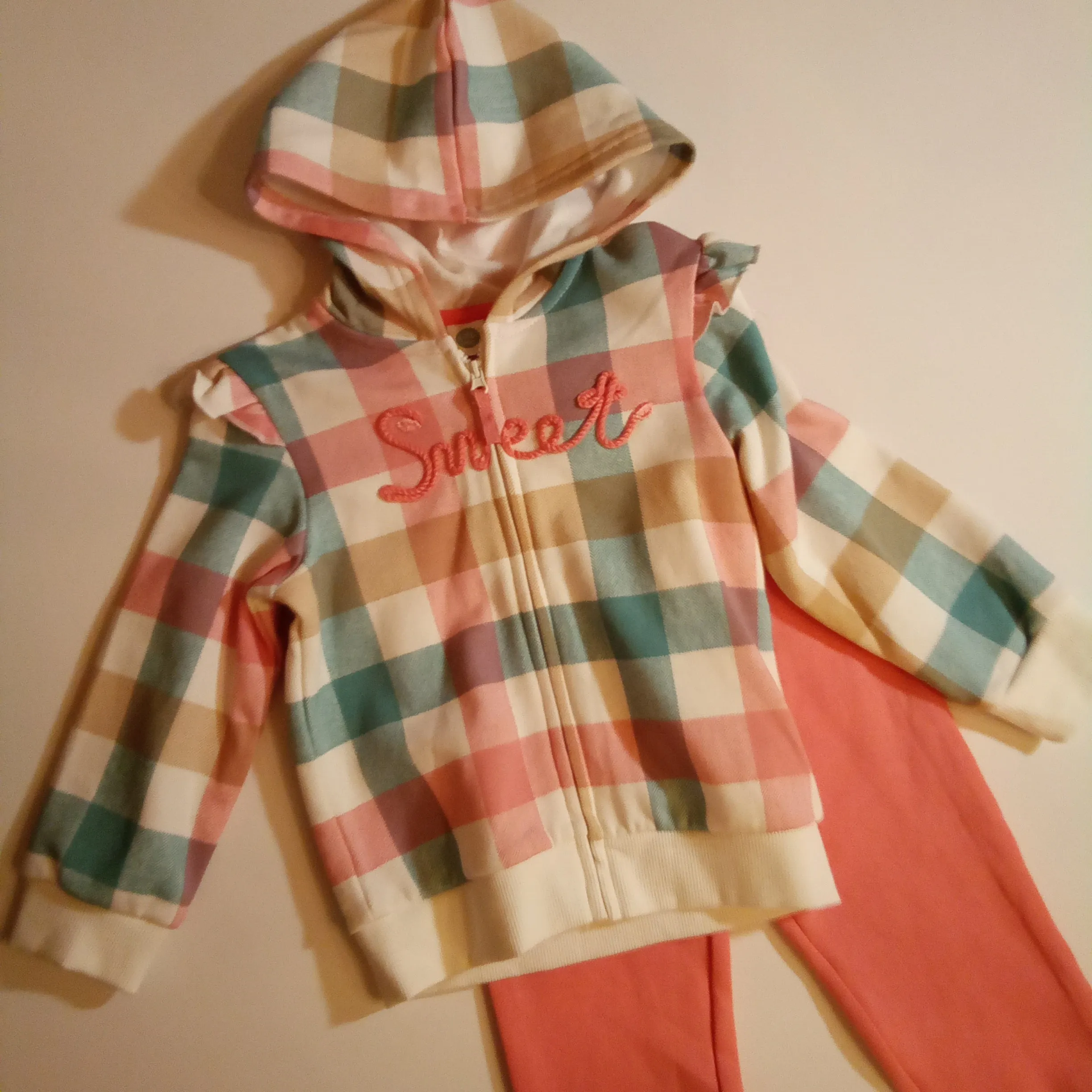 Plaid "Sweet" Hooded Jogger Set | Little Me