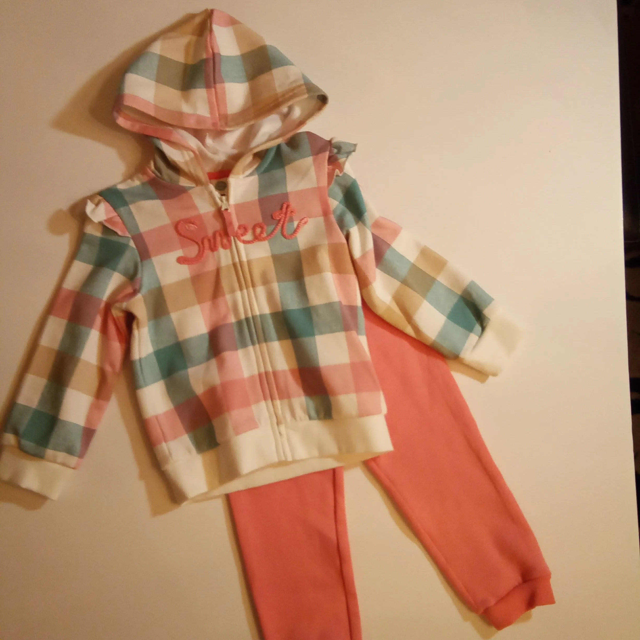 Plaid "Sweet" Hooded Jogger Set | Little Me