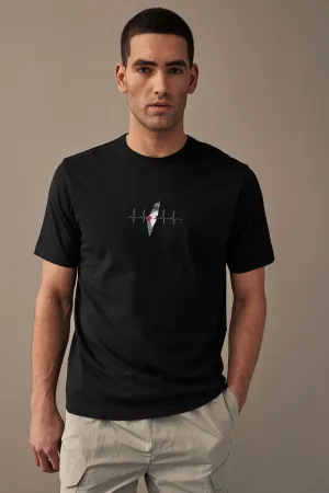 Polo Republica Men's Palestine's Heartbeat Printed T Shirt - 100% Combed BCI Cotton