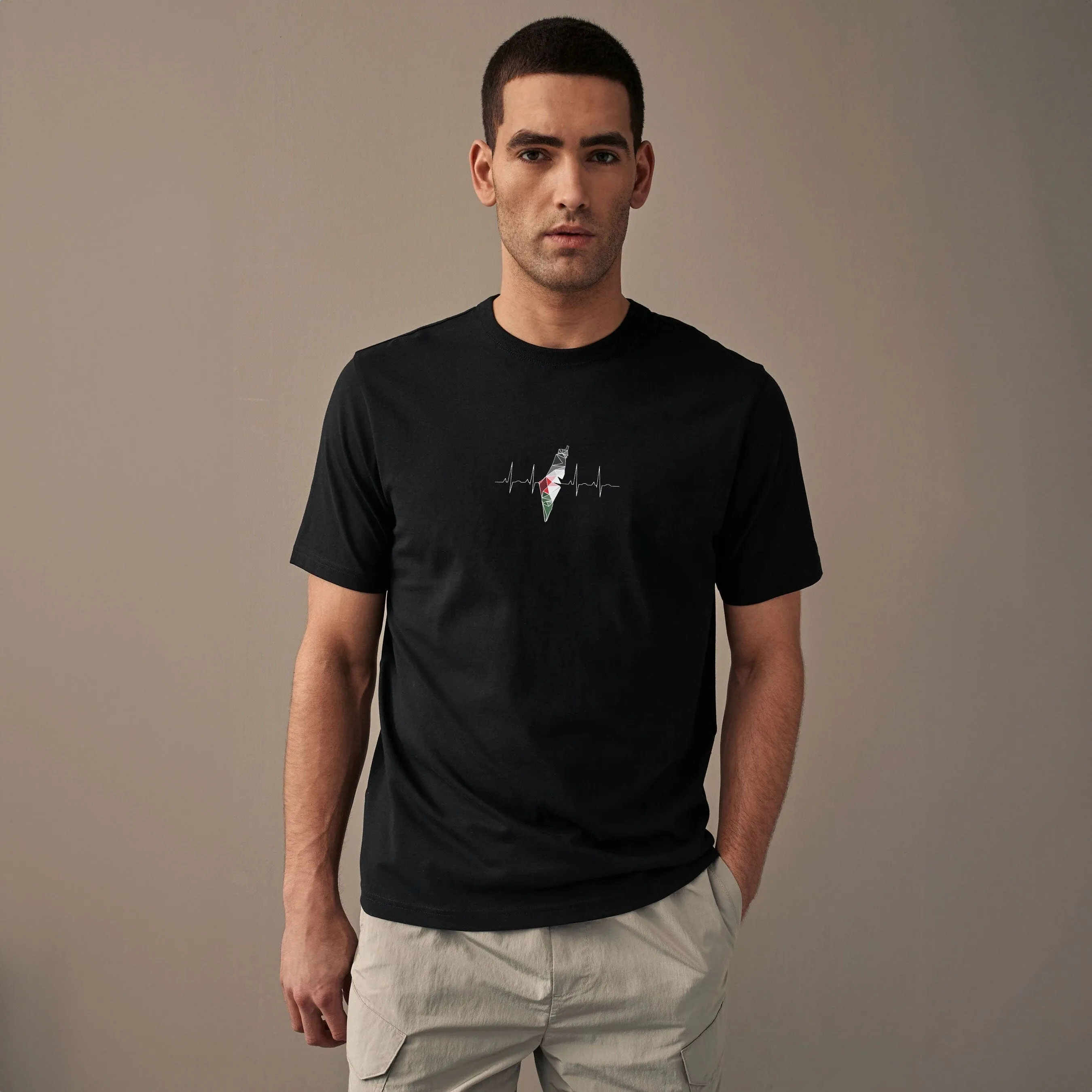 Polo Republica Men's Palestine's Heartbeat Printed T Shirt - 100% Combed BCI Cotton