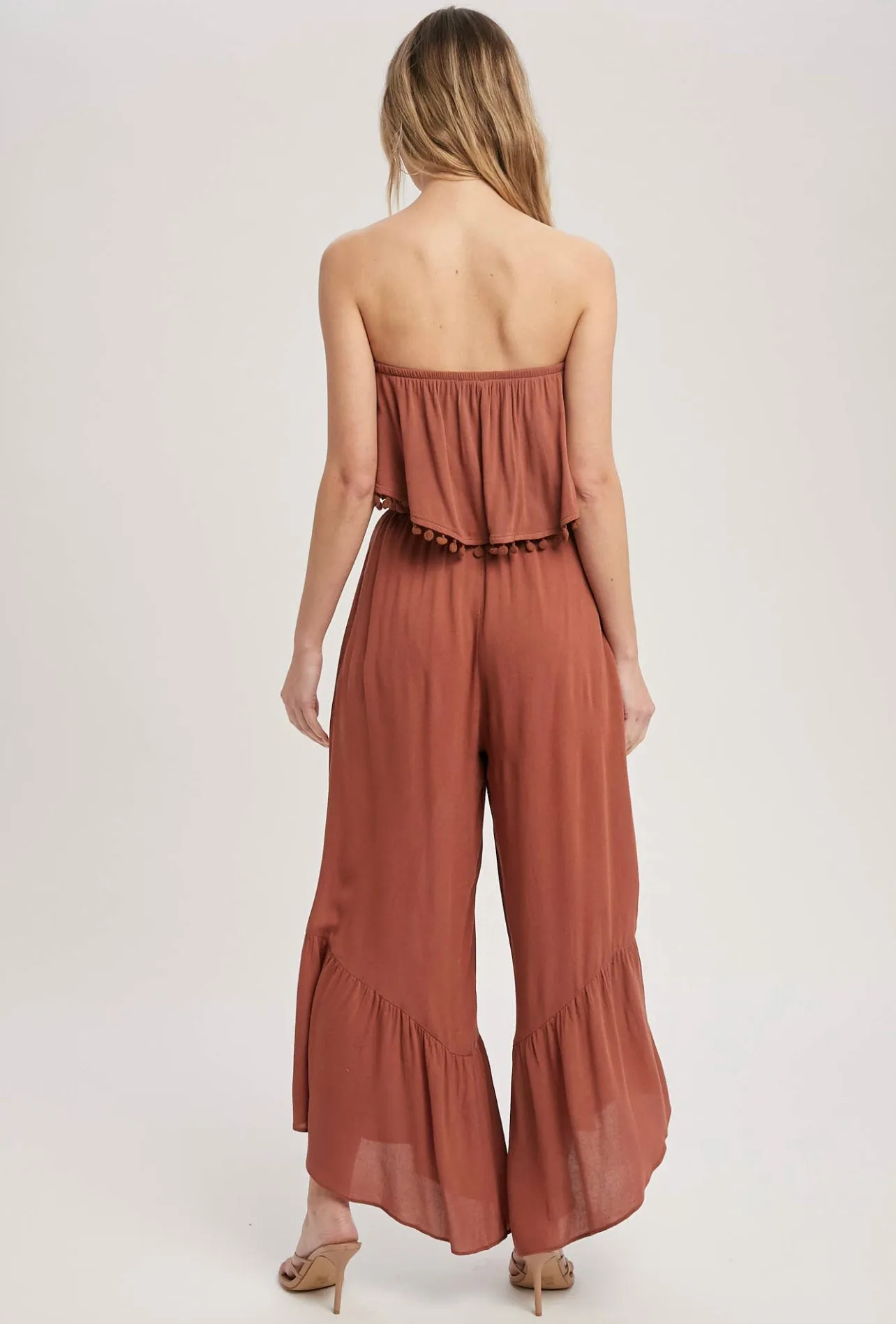 Pom Pom trim boho jumpsuit