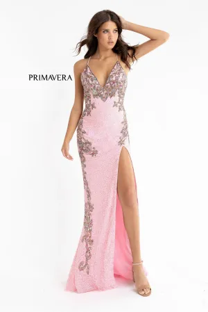 Primavera Couture 3211 Size 2 Baby Pink Sequin Prom Dress Pageant Gown Evening Formal Wear Side Slit