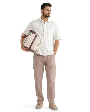 Rare Rabbit Men's Kalor Peach Button Closure Regular Fit Plain Trouser