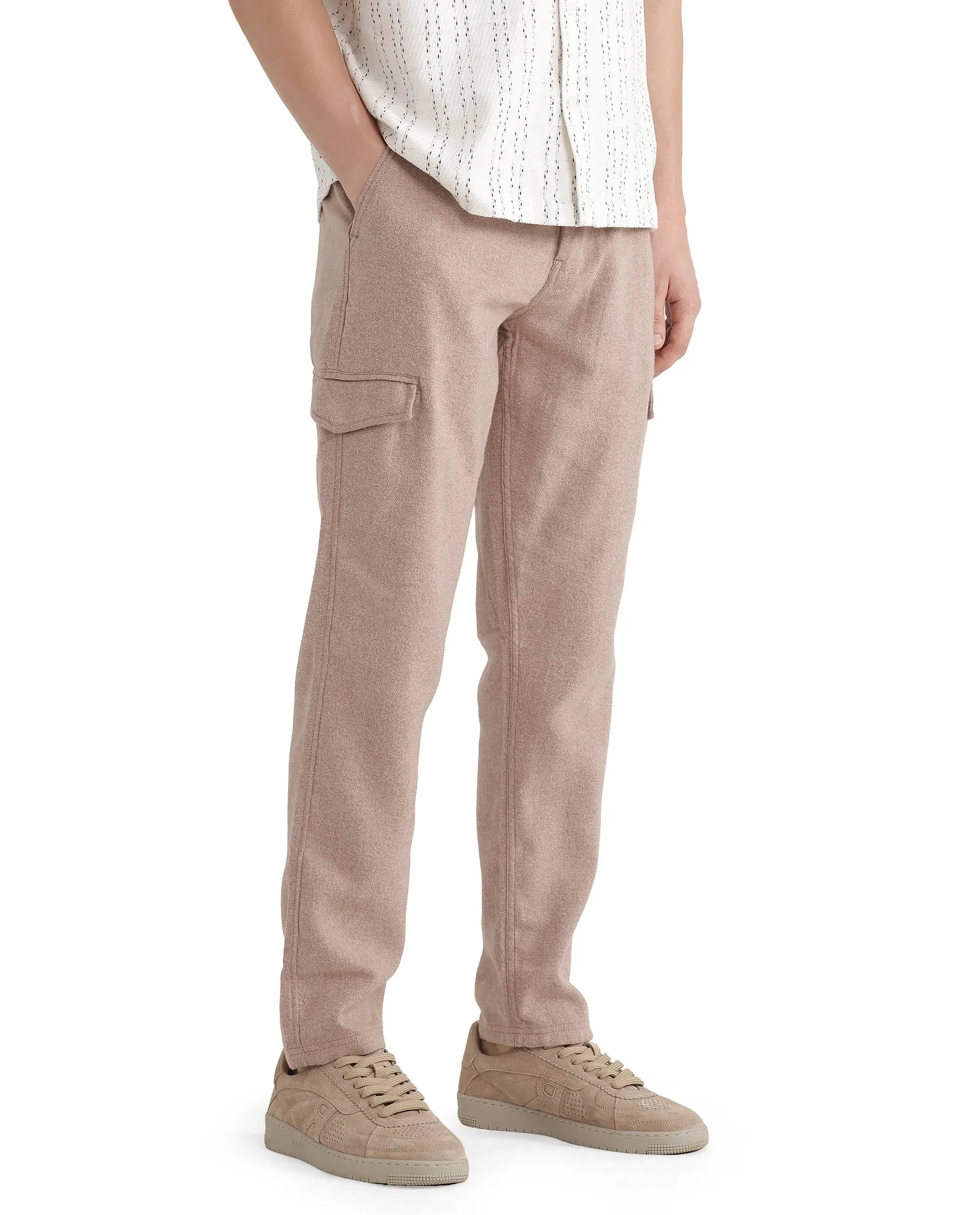Rare Rabbit Men's Kalor Peach Button Closure Regular Fit Plain Trouser
