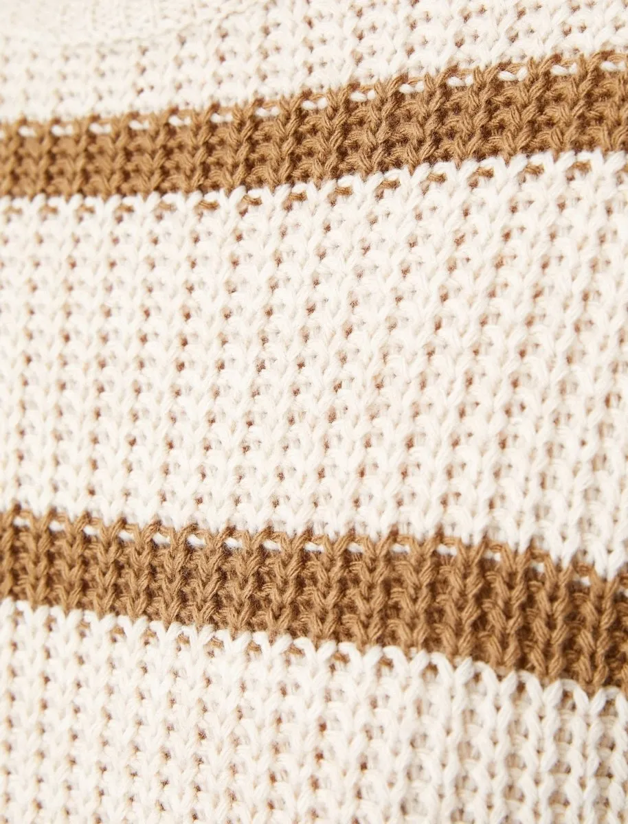 Striped Turtleneck Sweater in Brown