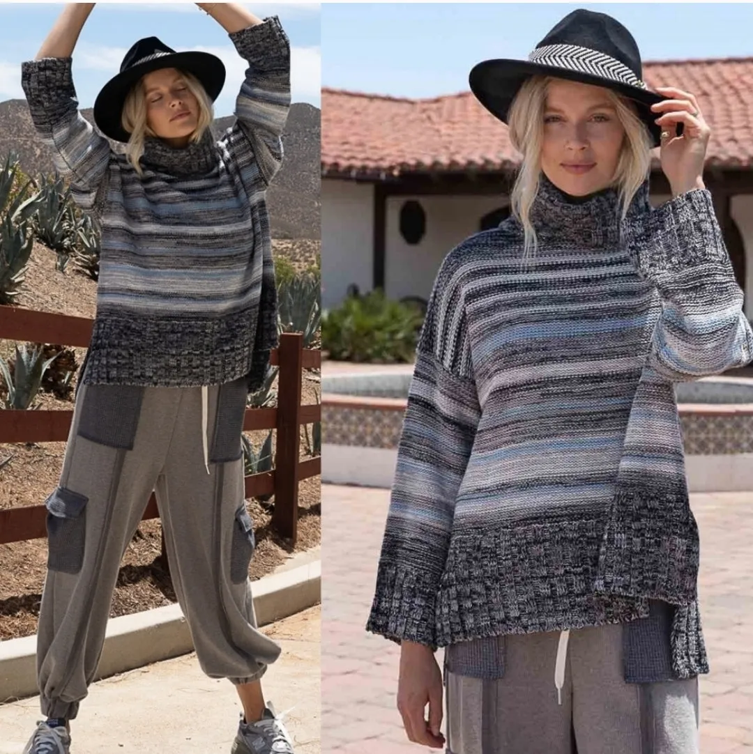 Striped Turtleneck Sweater