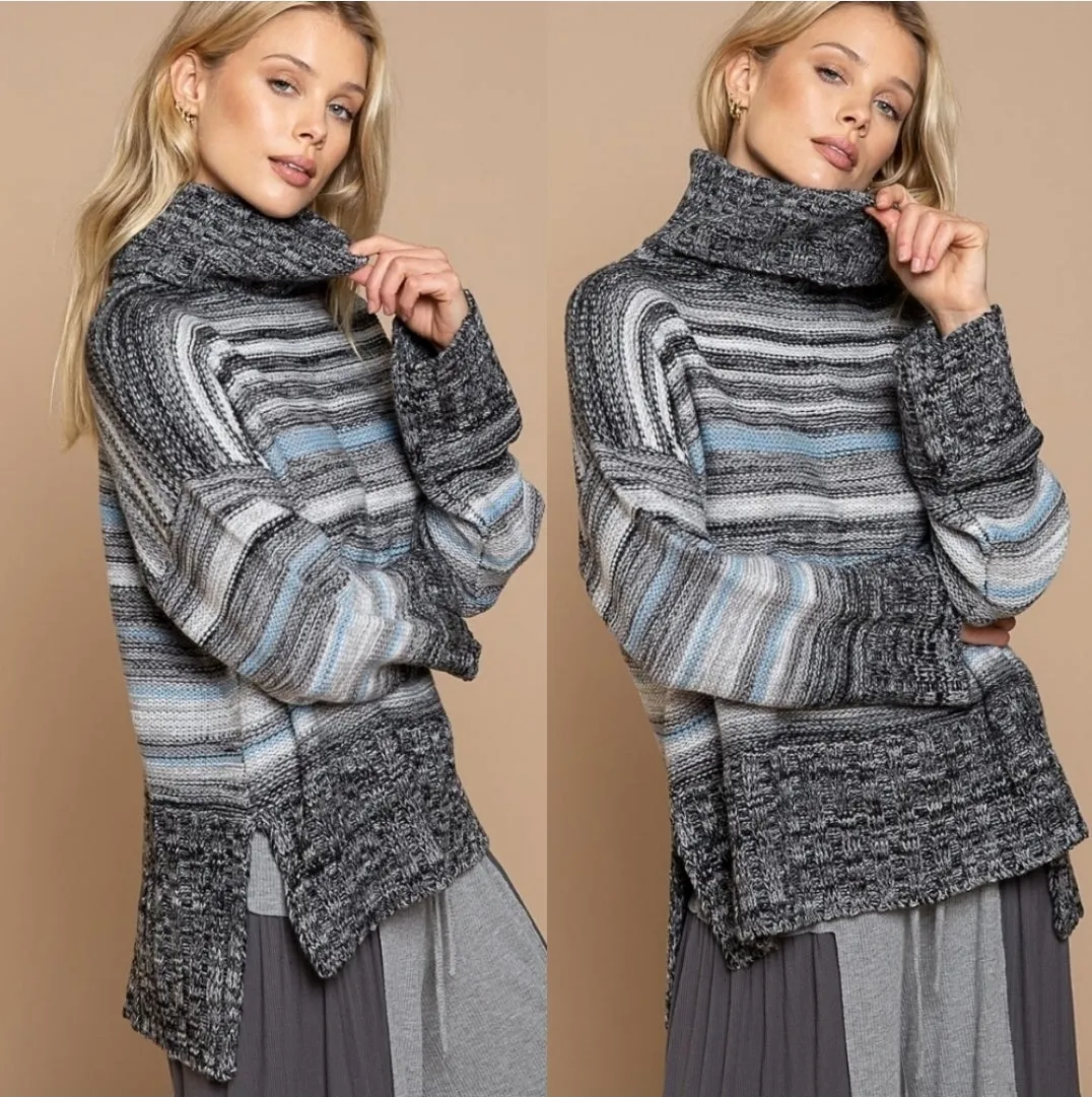 Striped Turtleneck Sweater