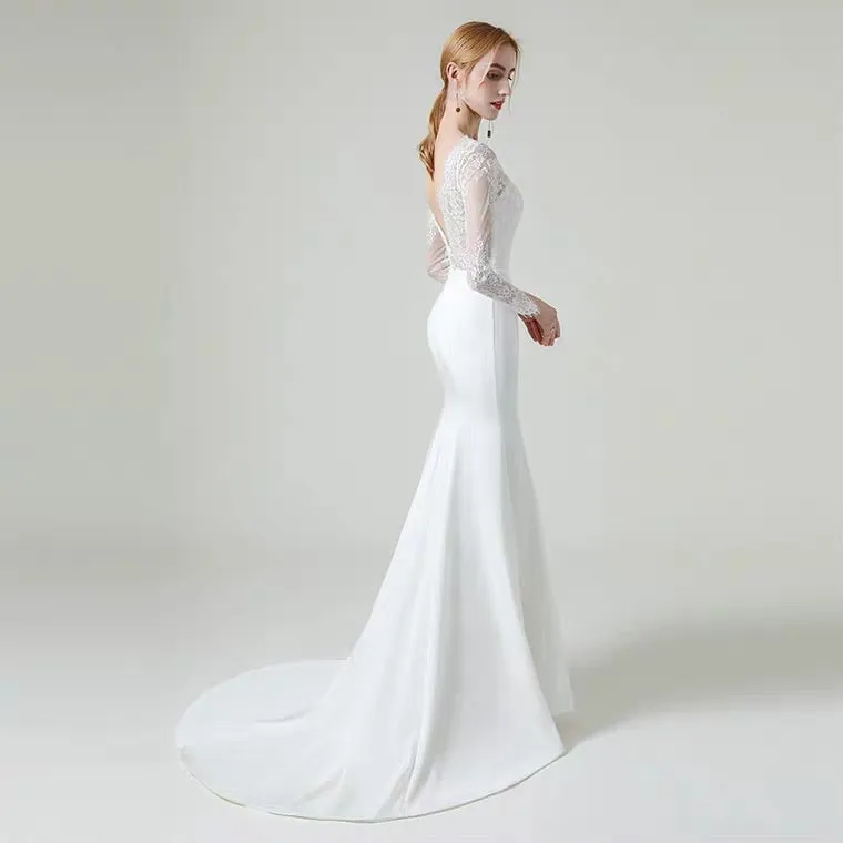 The Gabrielle Wedding Bridal Long Sleeves Lace Gown