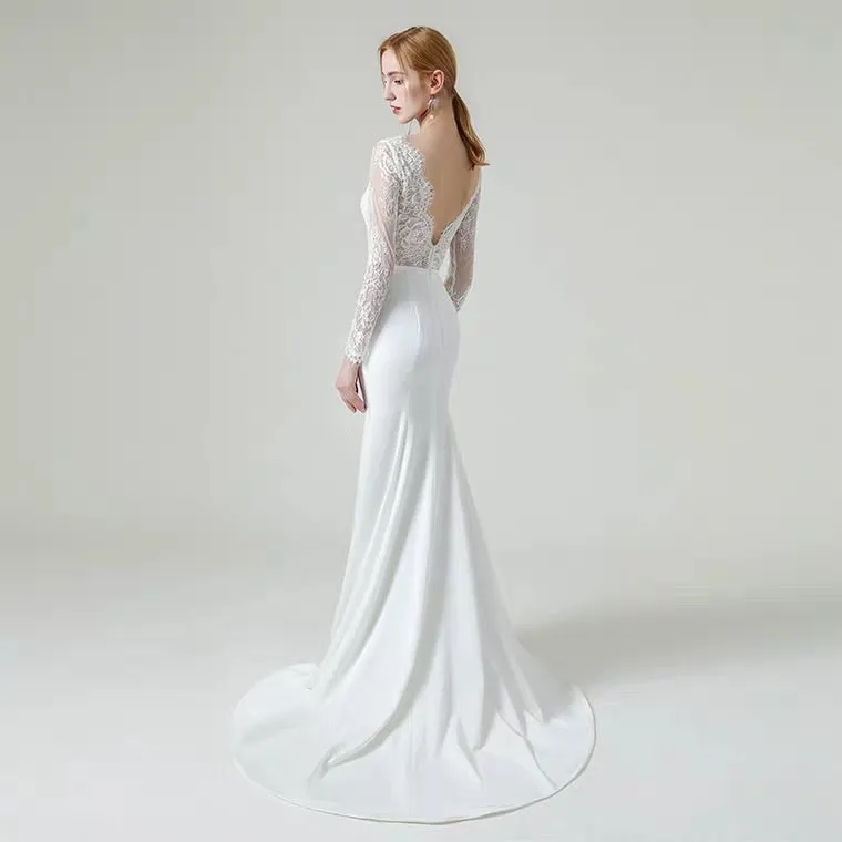 The Gabrielle Wedding Bridal Long Sleeves Lace Gown