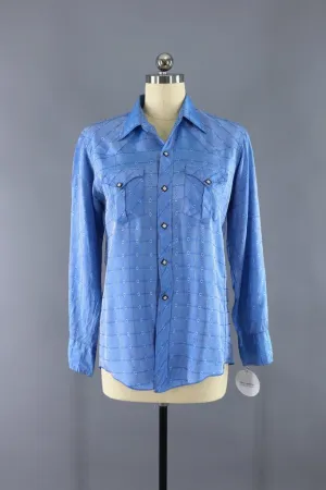 Vintage Blue Silky Western Shirt