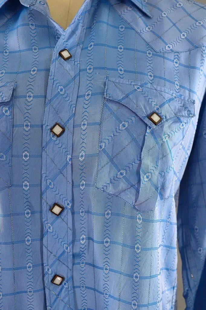 Vintage Blue Silky Western Shirt