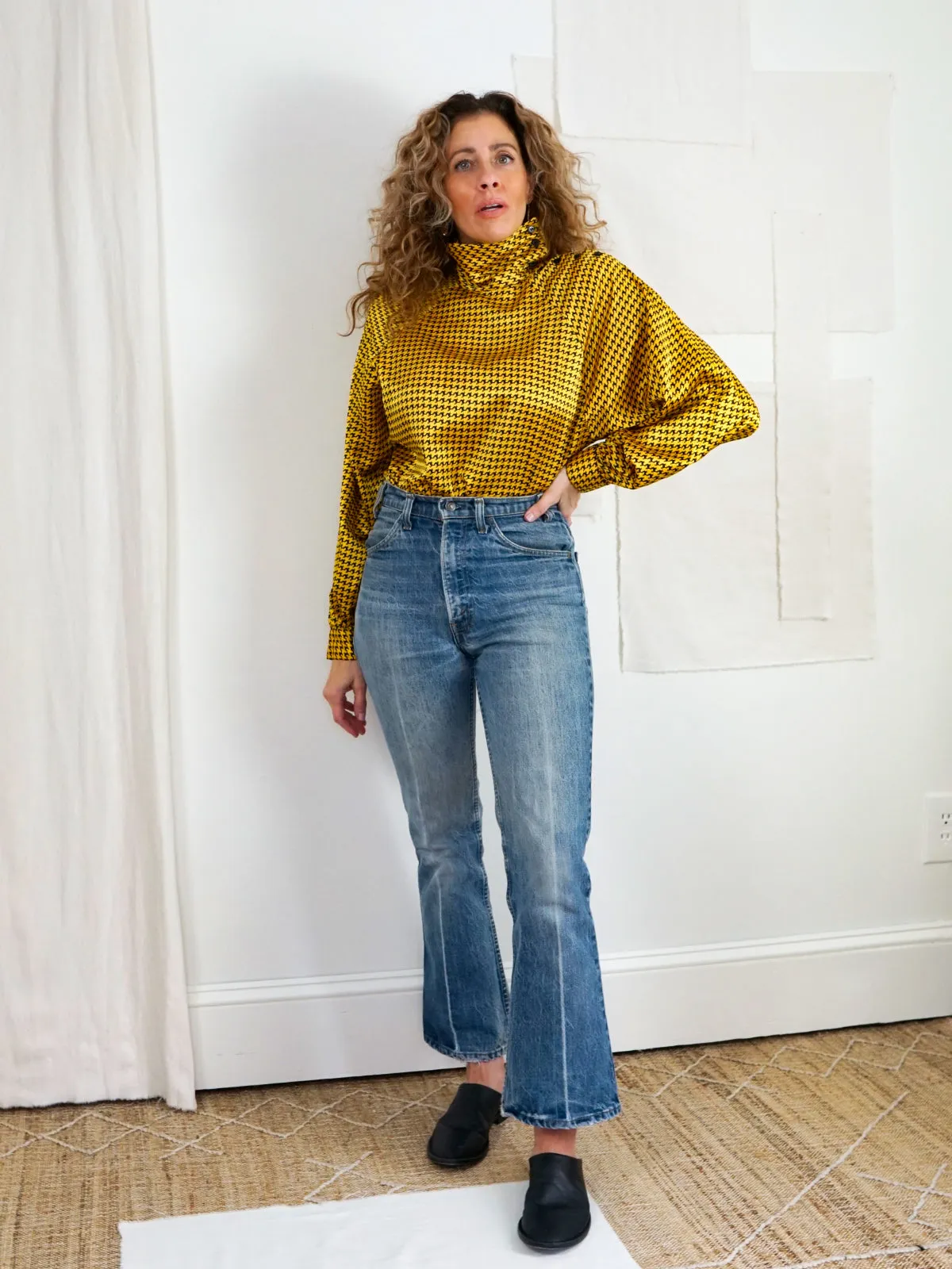 Vintage Golden Houndstooth Blouse