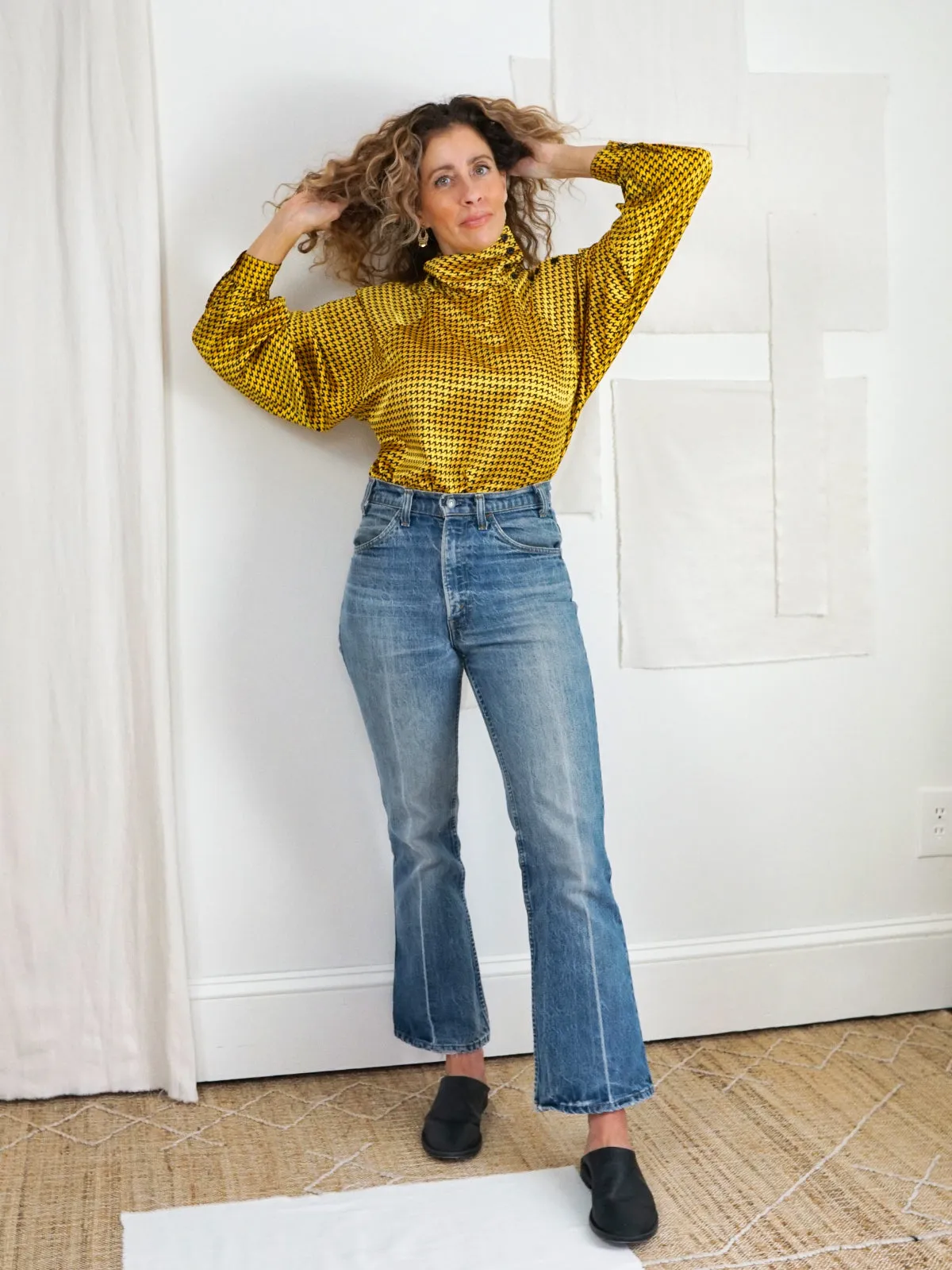 Vintage Golden Houndstooth Blouse
