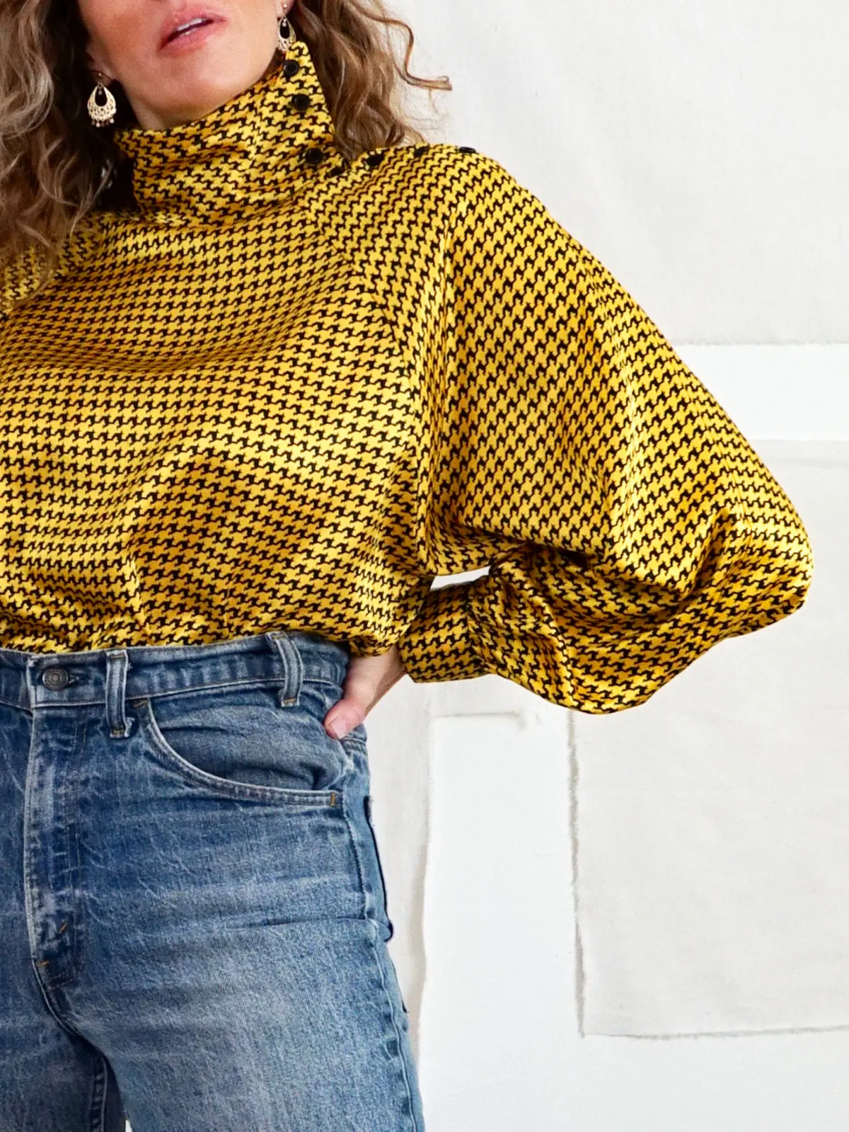 Vintage Golden Houndstooth Blouse
