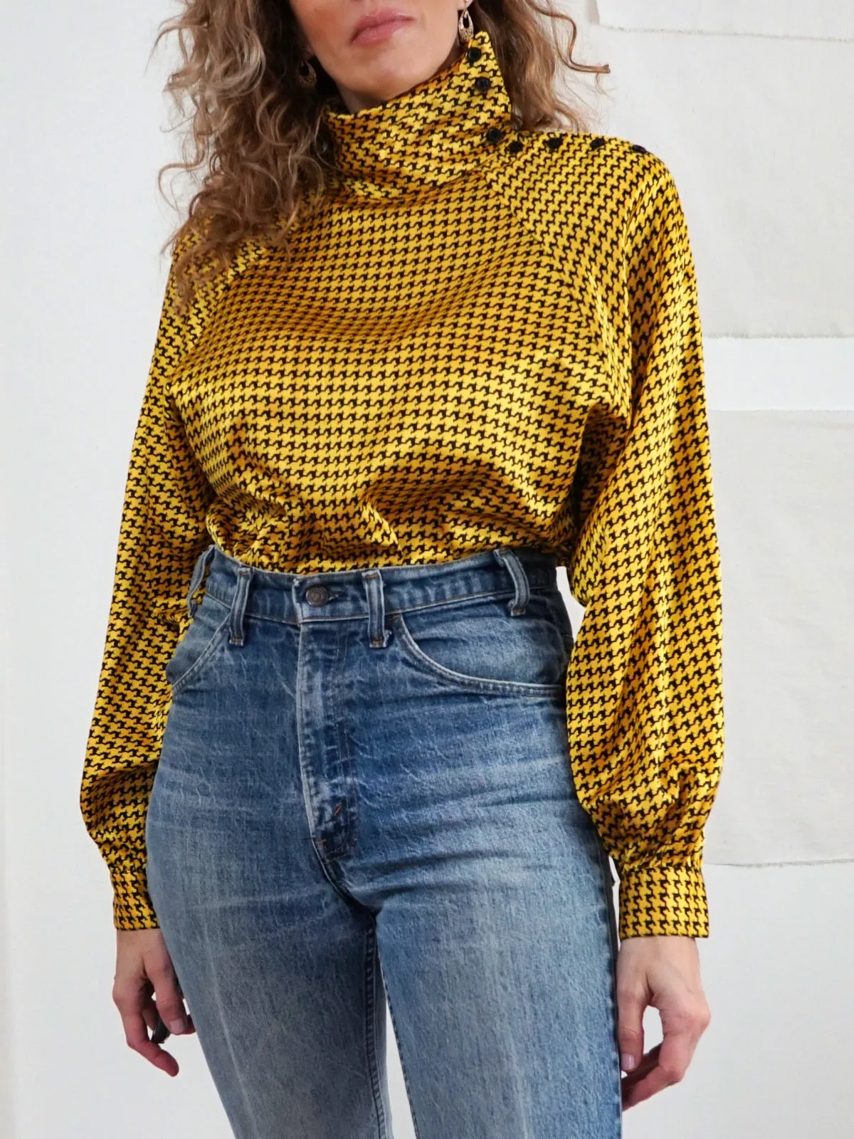 Vintage Golden Houndstooth Blouse