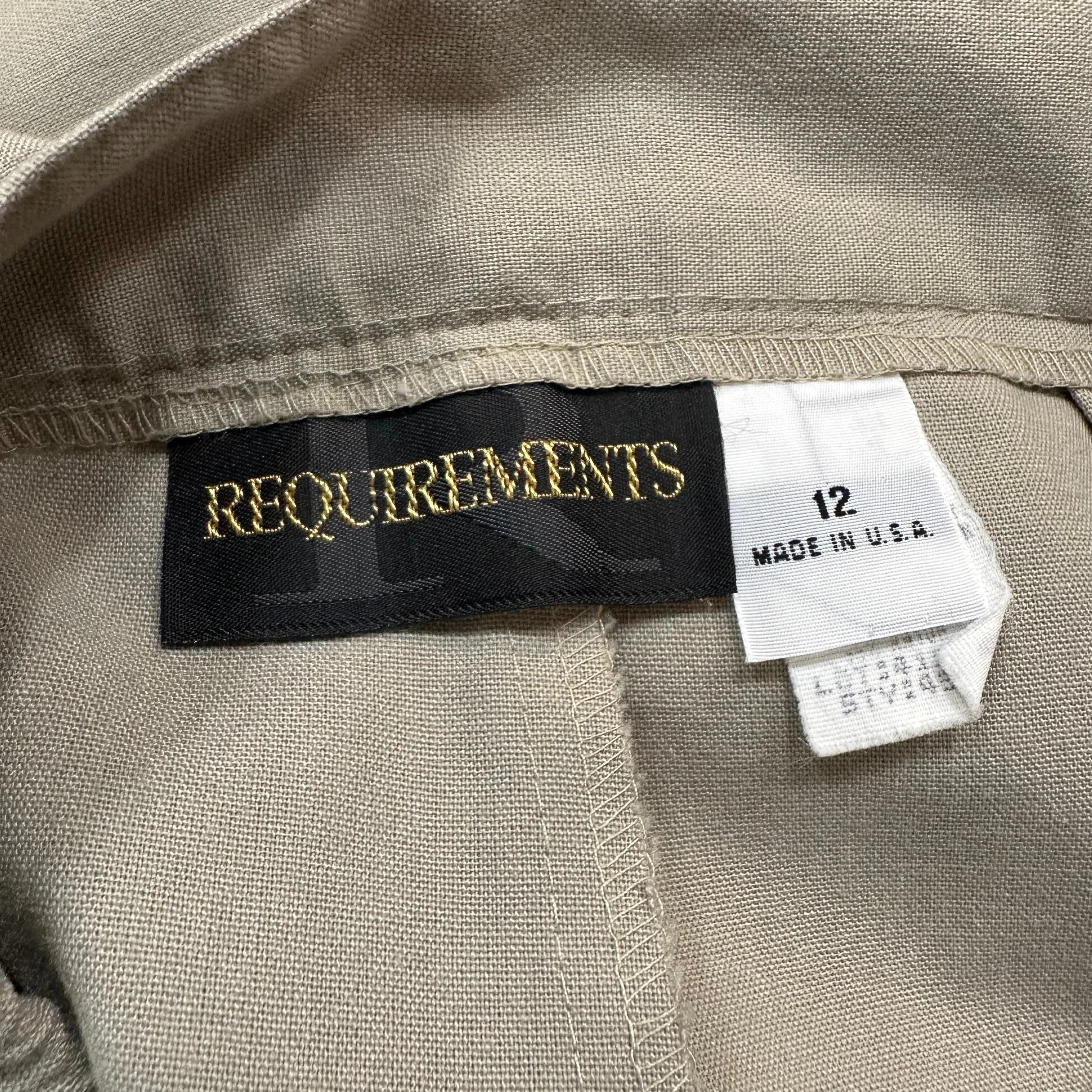 Vintage Requirements Trouser Pants Made in the USA 12 Tan Khaki Pleated High Rise