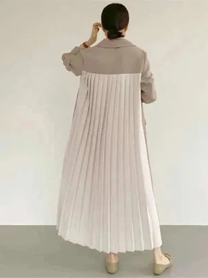 Wenkouban-Winter outfits Christmas Double Breasted Patchwork Pleated Long Blazer